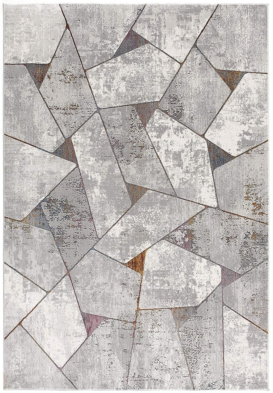7' X 10' Gray Irregular Geometric Area Rug