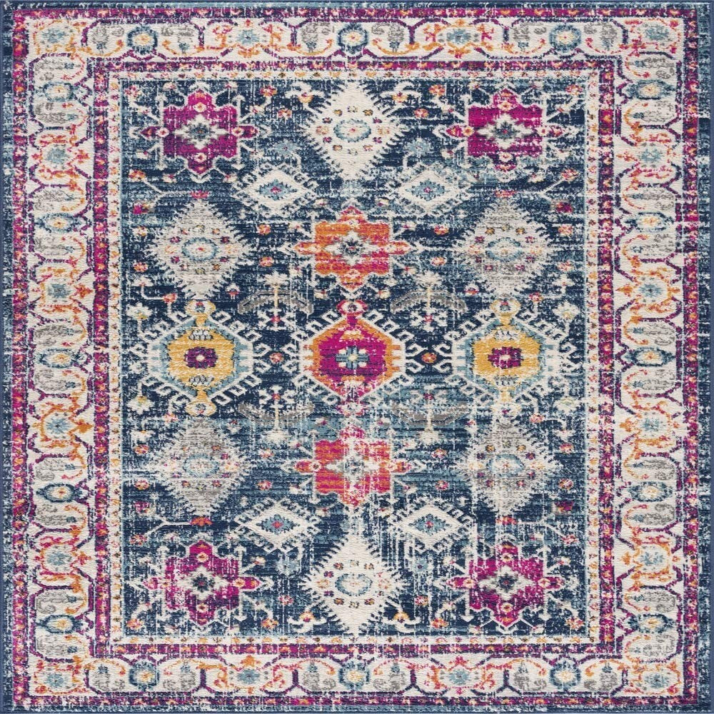 2' X 4' Navy Traditional Decorative Area Rug