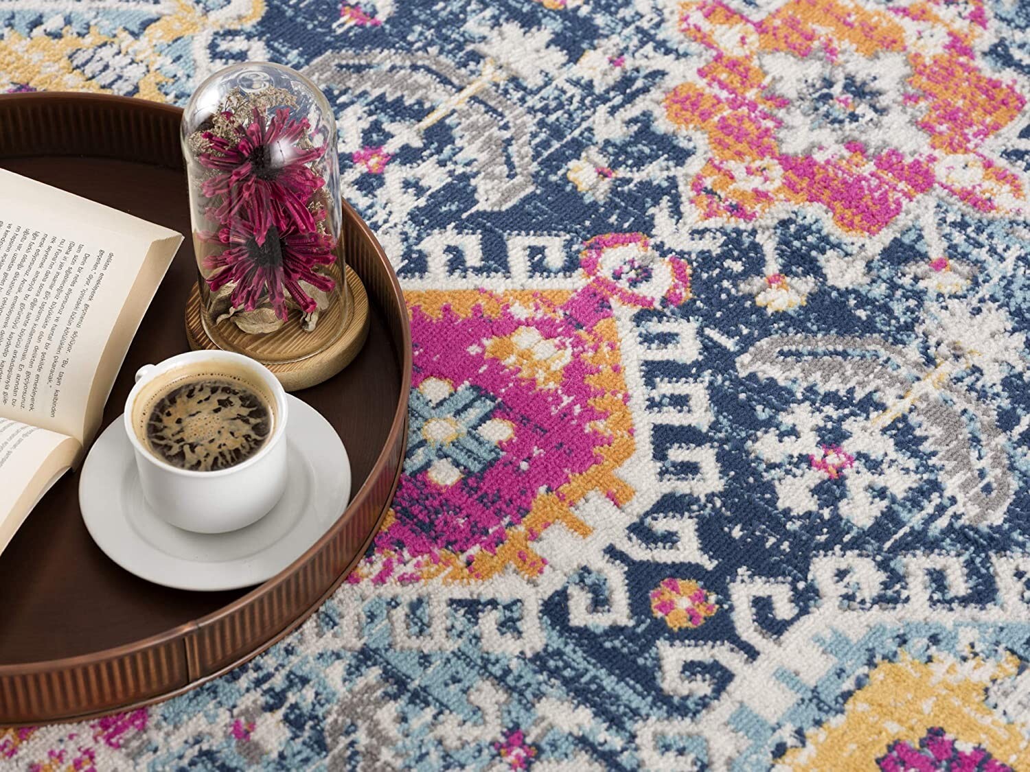 2' X 4' Navy Traditional Decorative Area Rug