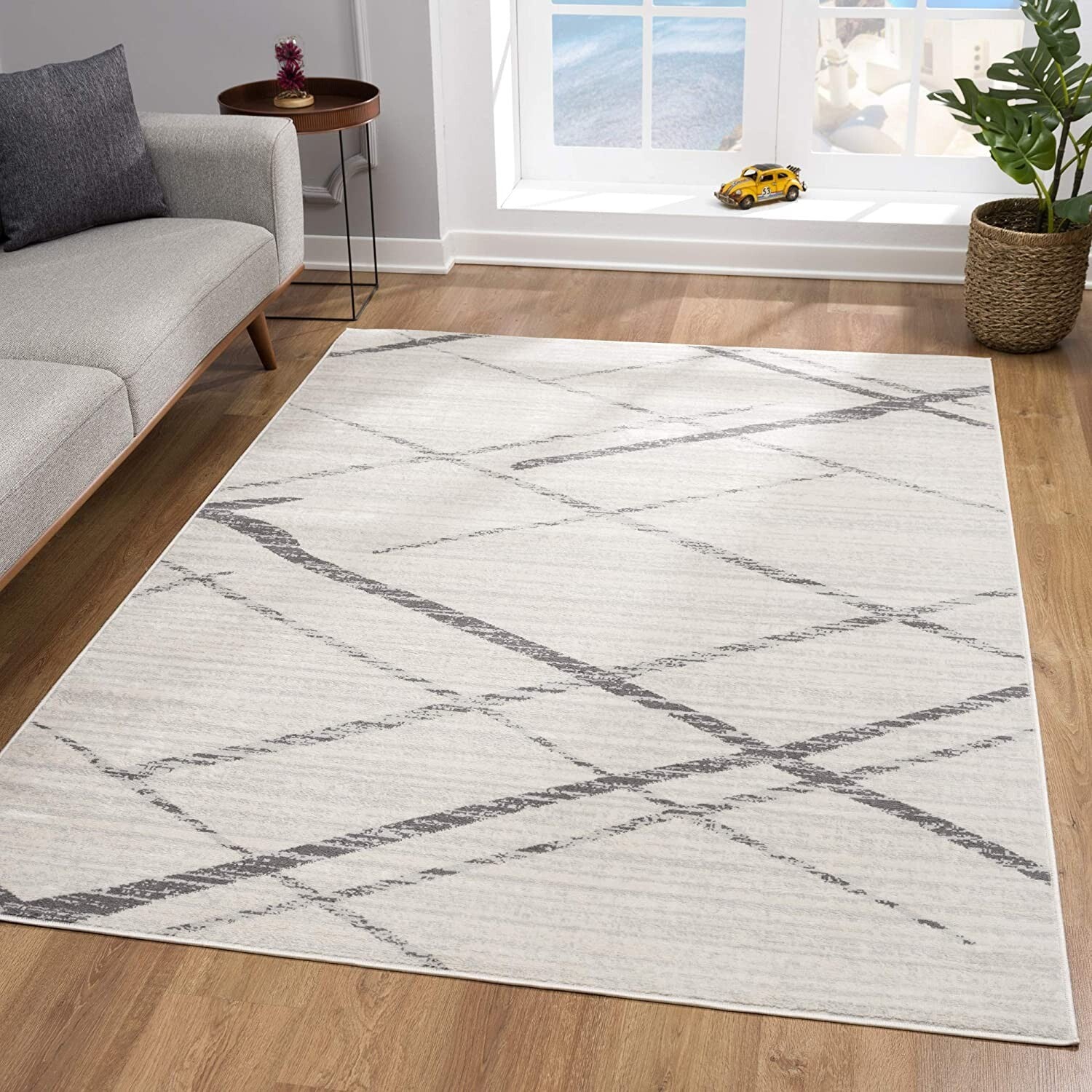 2' X 4' Gray Modern Abstract Pattern Area Rug
