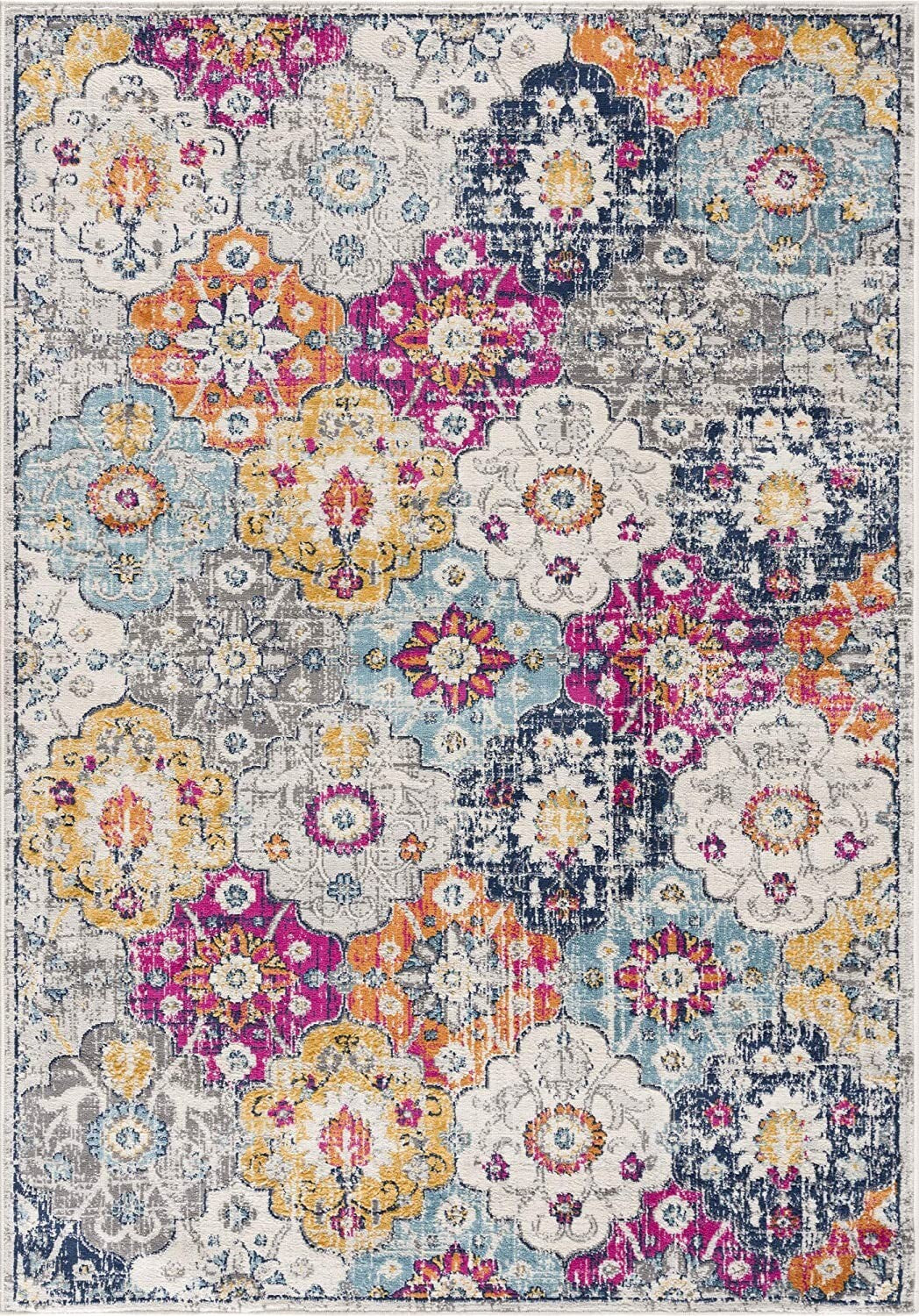 2' X 4' Rust Distressed Floral Area Rug