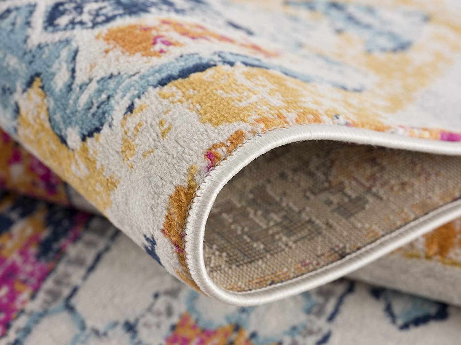 2' X 10' Gold And Ivory Distressed Tribal Runner Rug