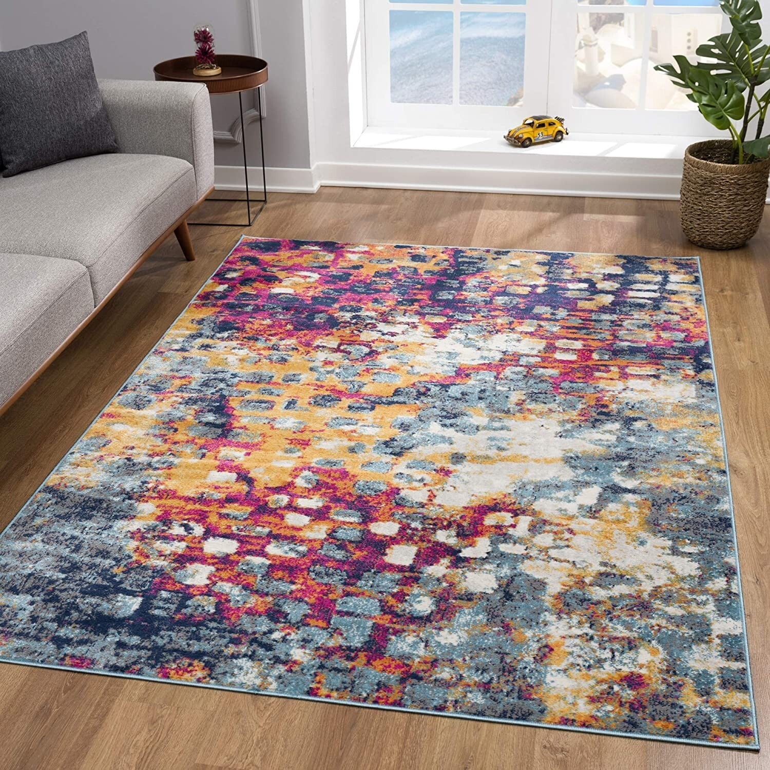 4' X 6' Multicolored Abstract Painting Area Rug