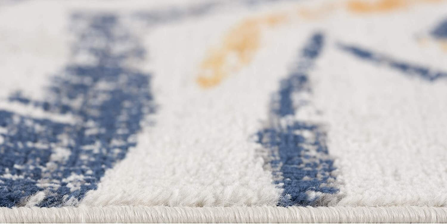 3' X 5' Blue And Gold Zebra Pattern Area Rug