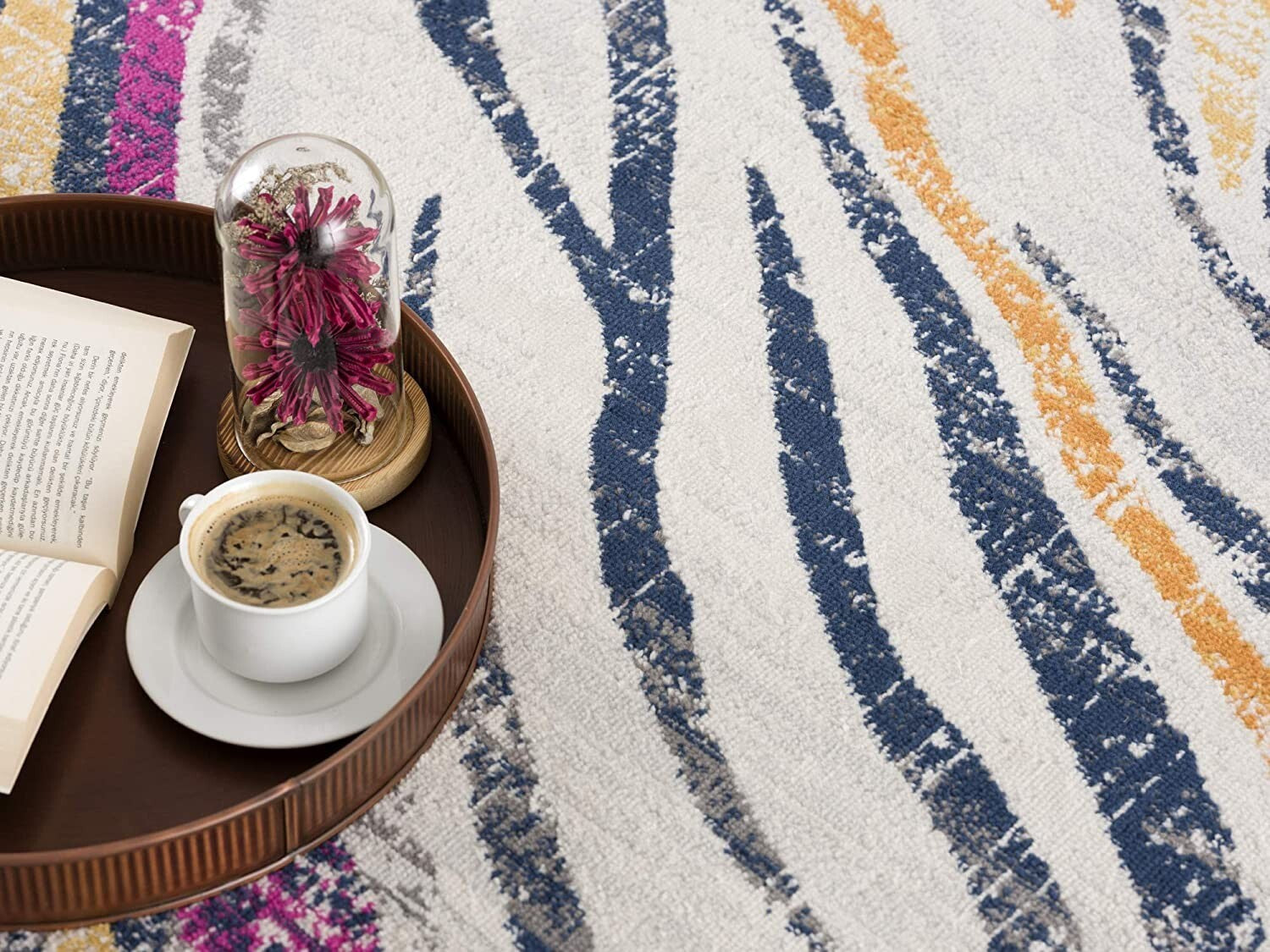3' X 5' Blue And Gold Zebra Pattern Area Rug