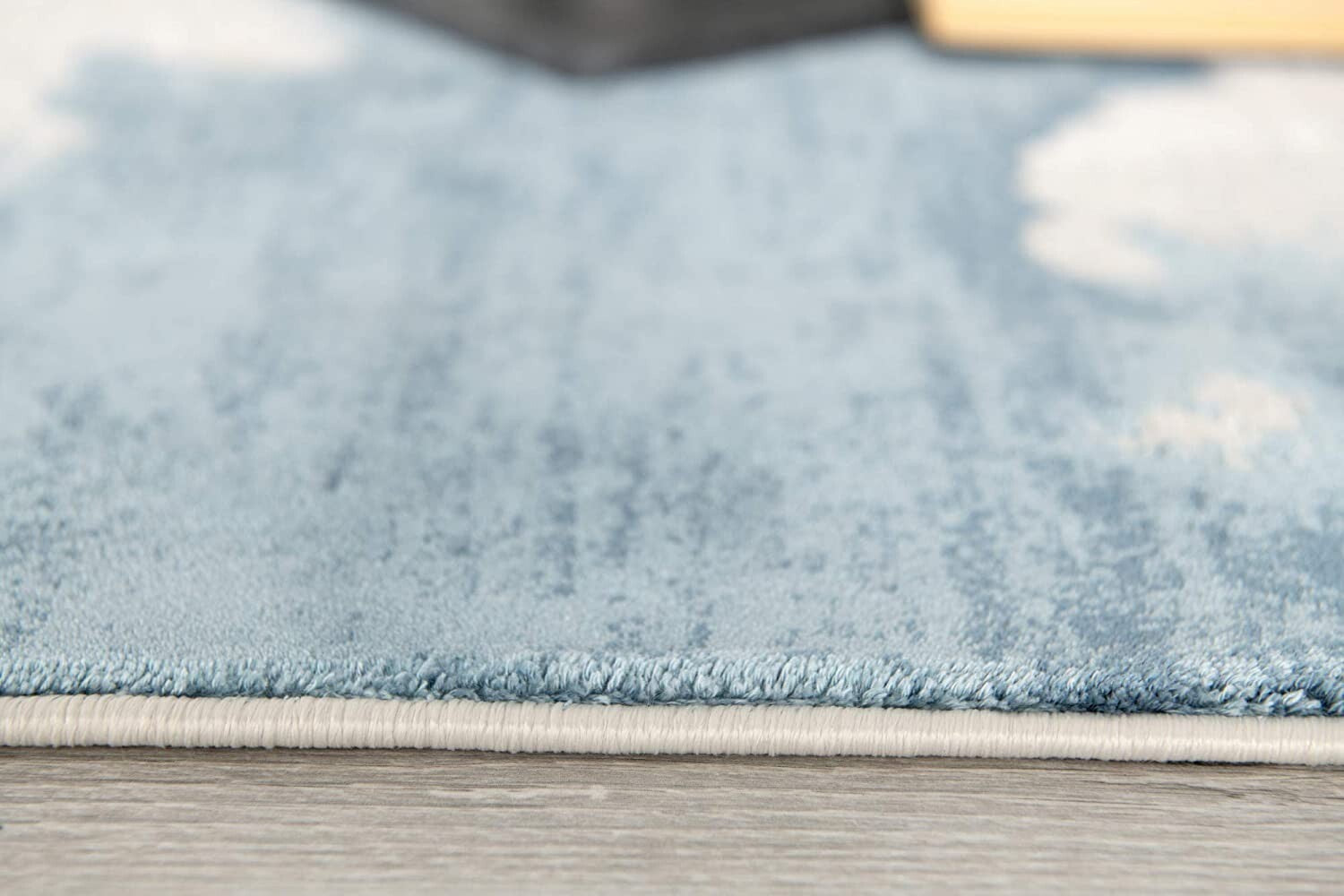 7' X 10' Gray And Blue Abstract Clouds Area Rug