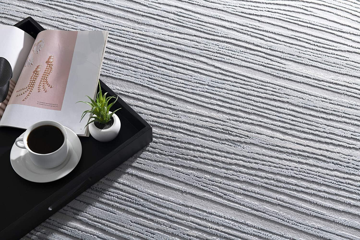 8' X 11' Blue Modern Abstract Stripe Area Rug