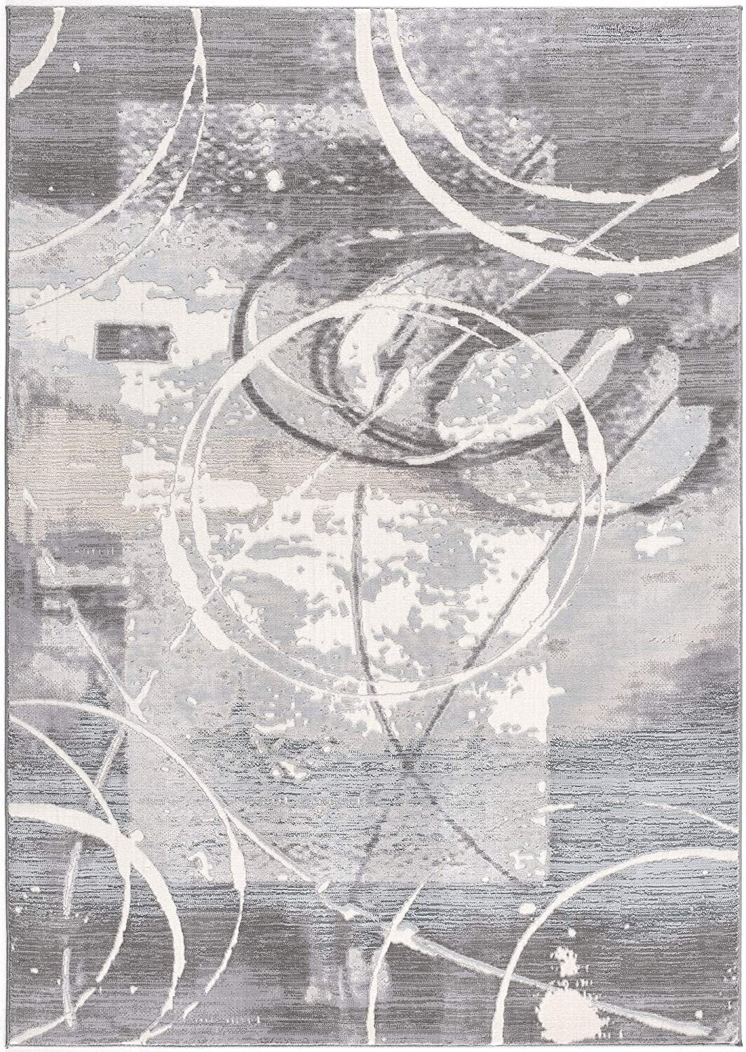 7' X 10' Gray Abstract Splatter Area Rug