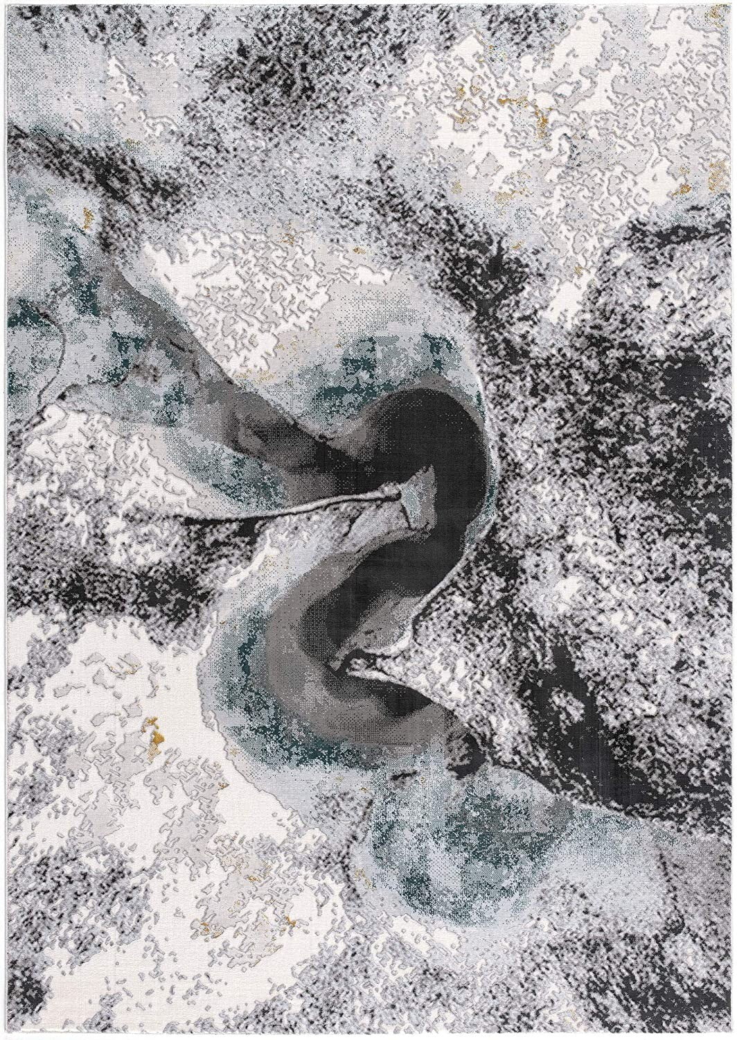 8' X 11' Black And Gray Abstract Whirlpool Area Rug