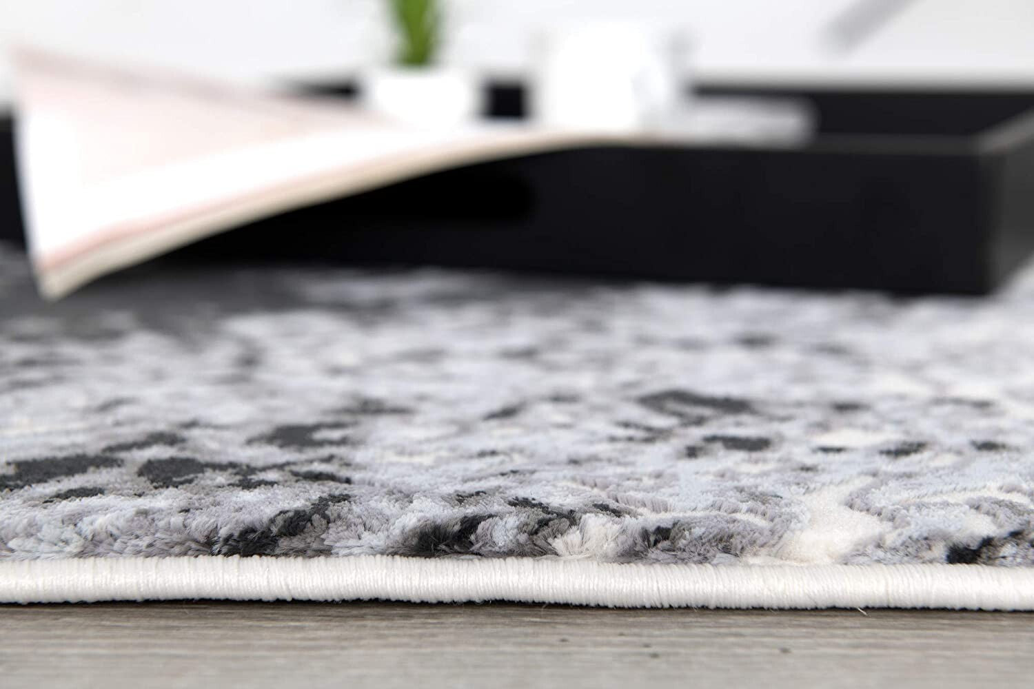 8' X 11' Black And Gray Abstract Whirlpool Area Rug