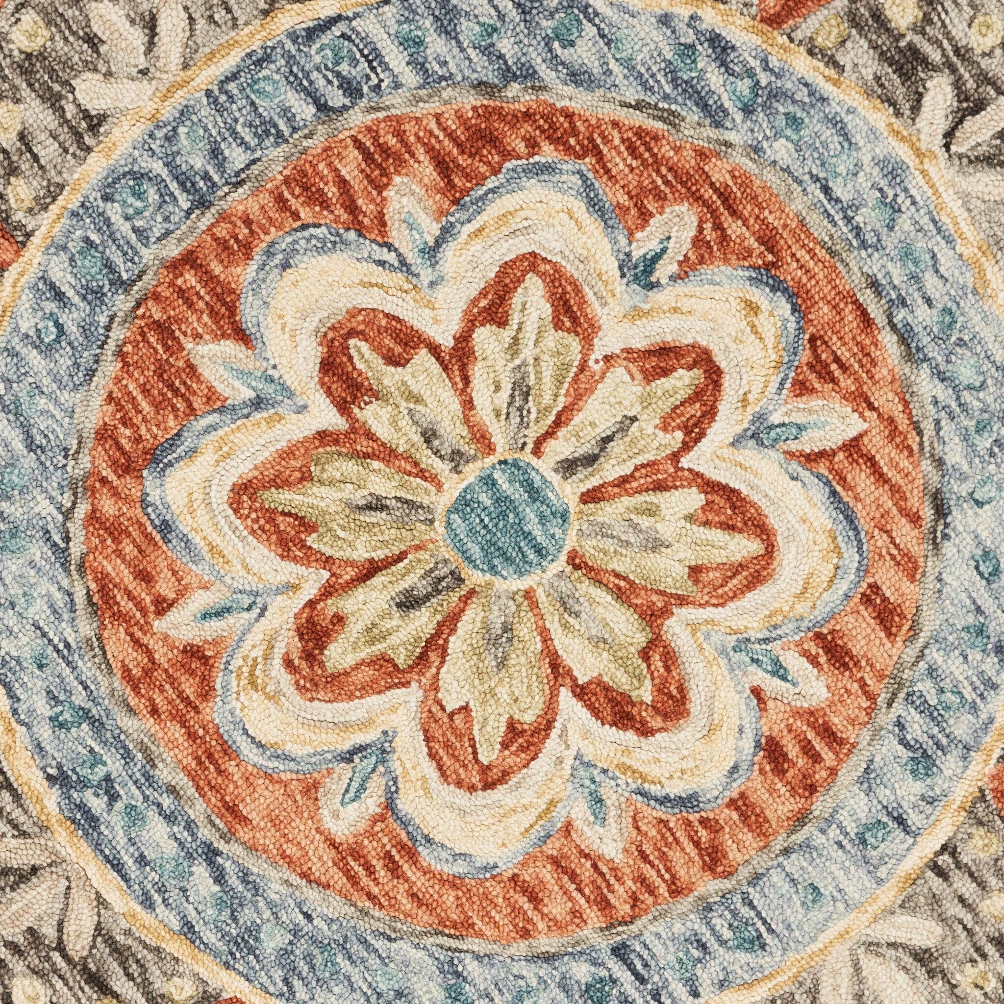 6' Round Orange Scalloped Edge Area Rug