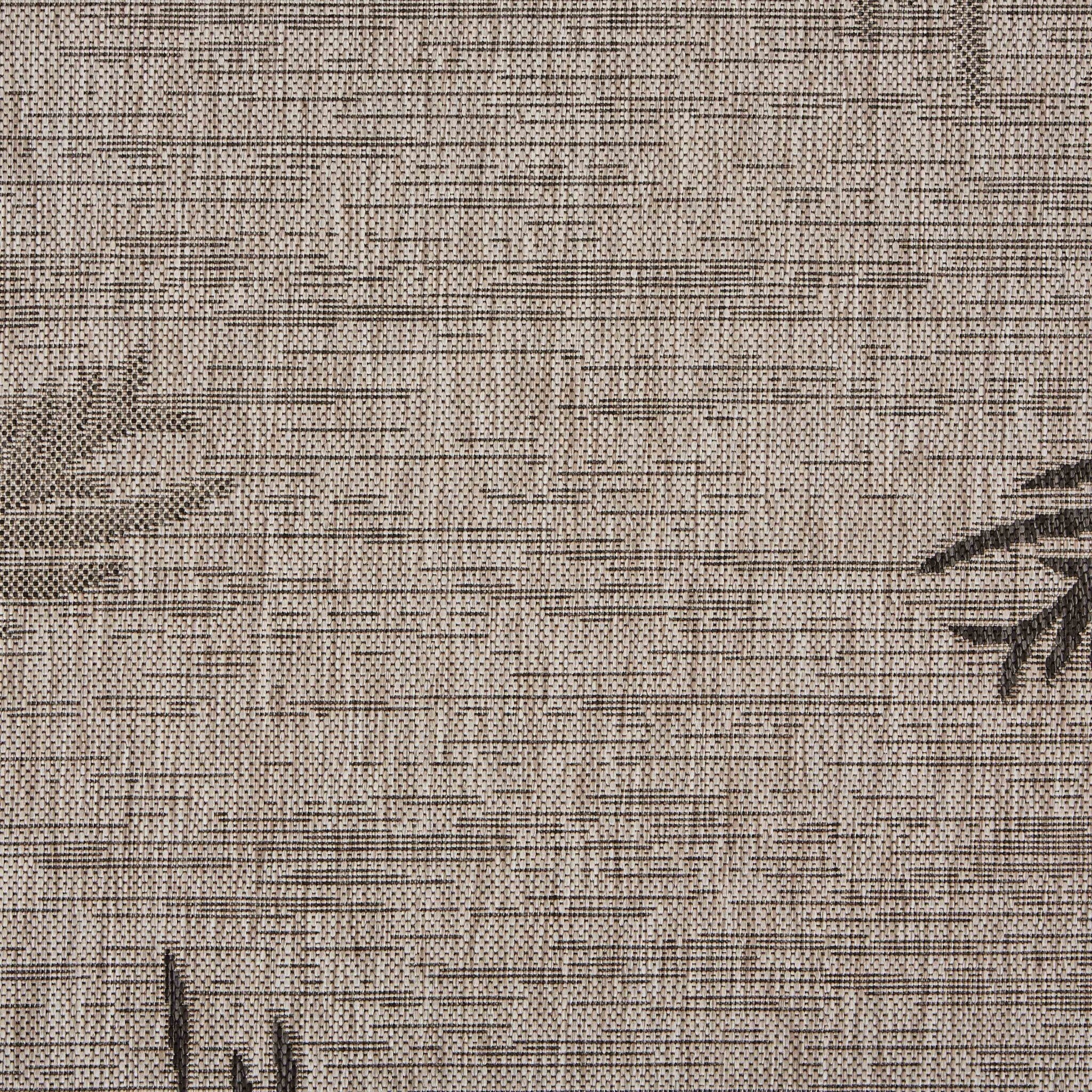 8' X 9' Beige Palm Leaves Indoor Outdoor Scatter Rug