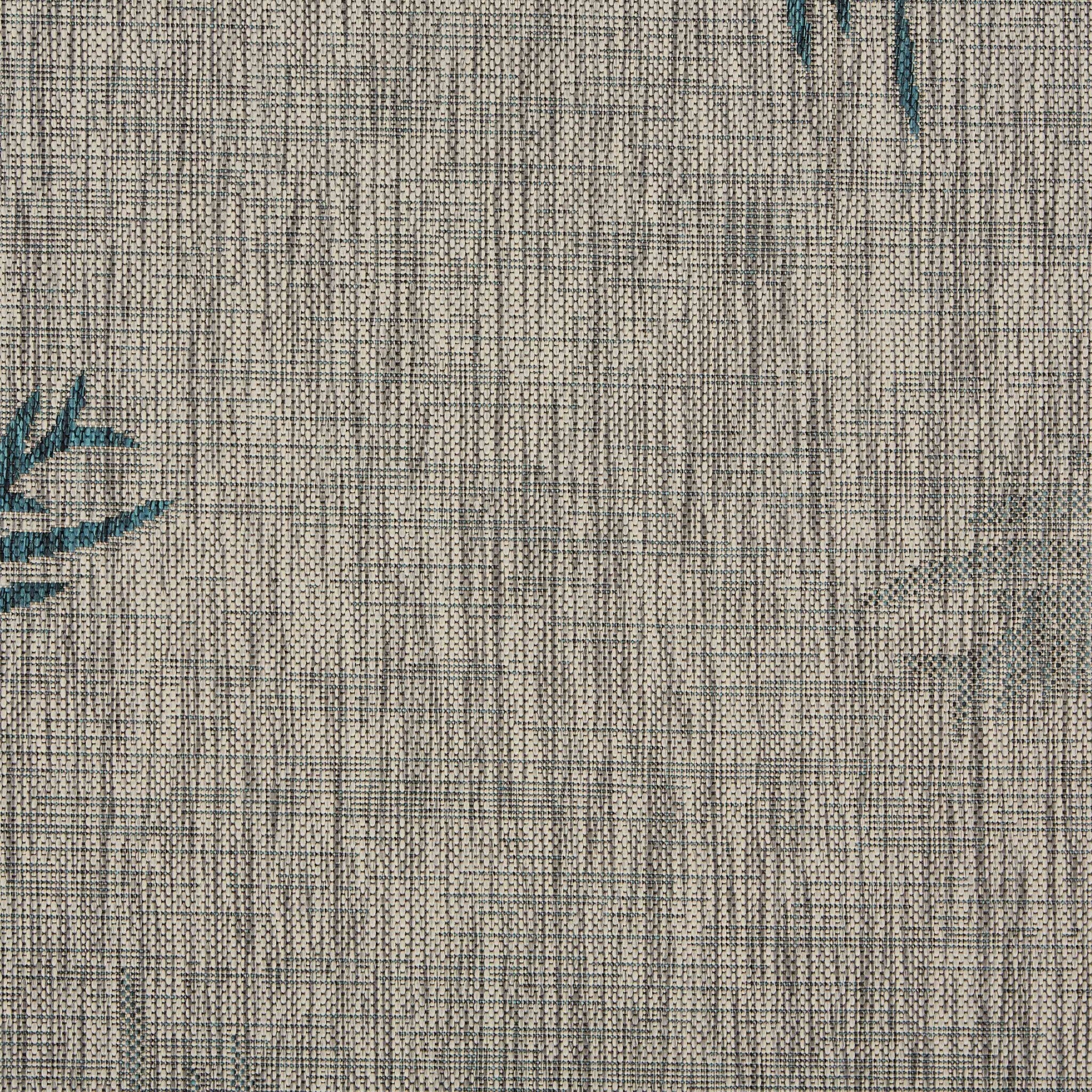 8' X 9' Gray Palm Leaves Indoor Outdoor Area Rug