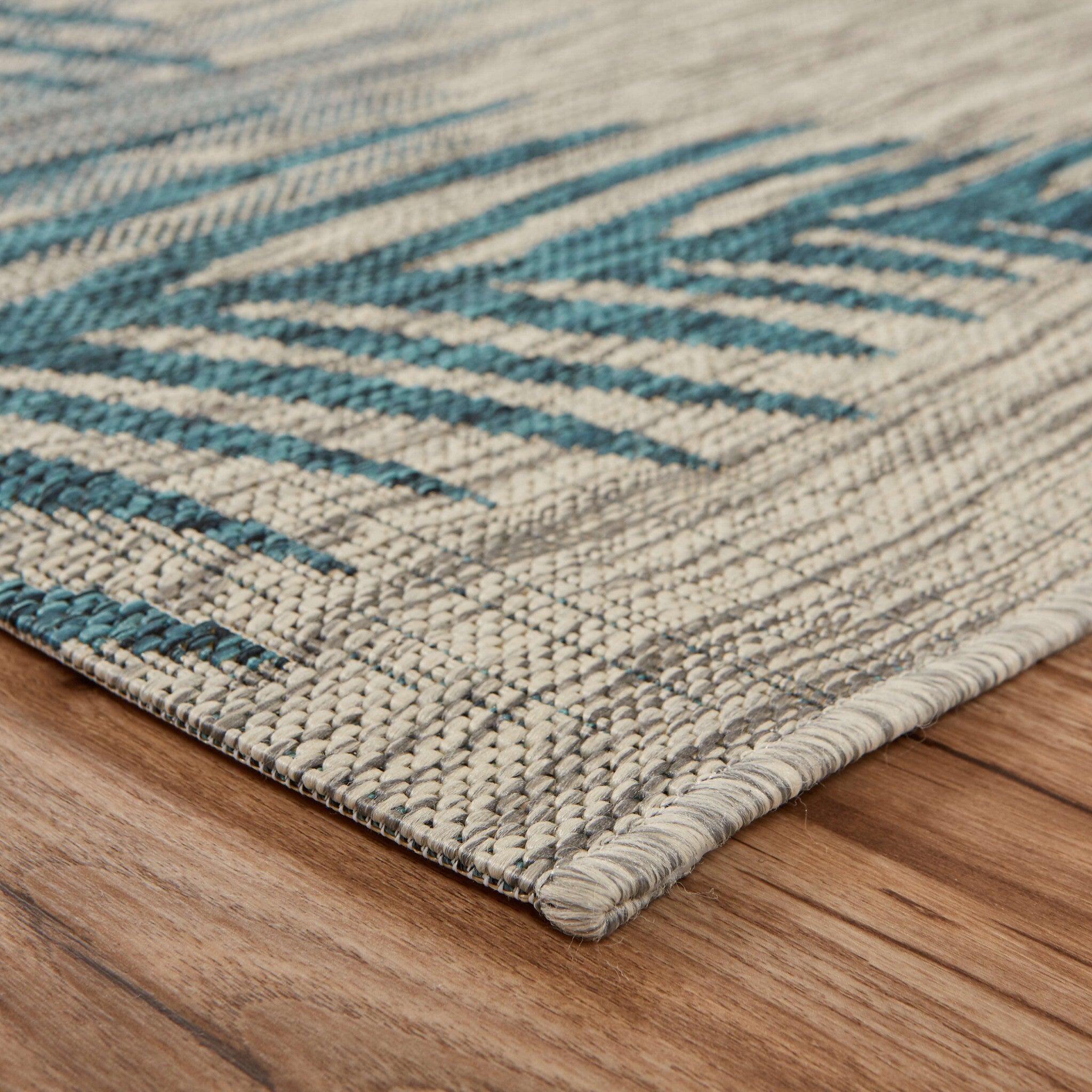 8' X 9' Gray Palm Leaves Indoor Outdoor Area Rug