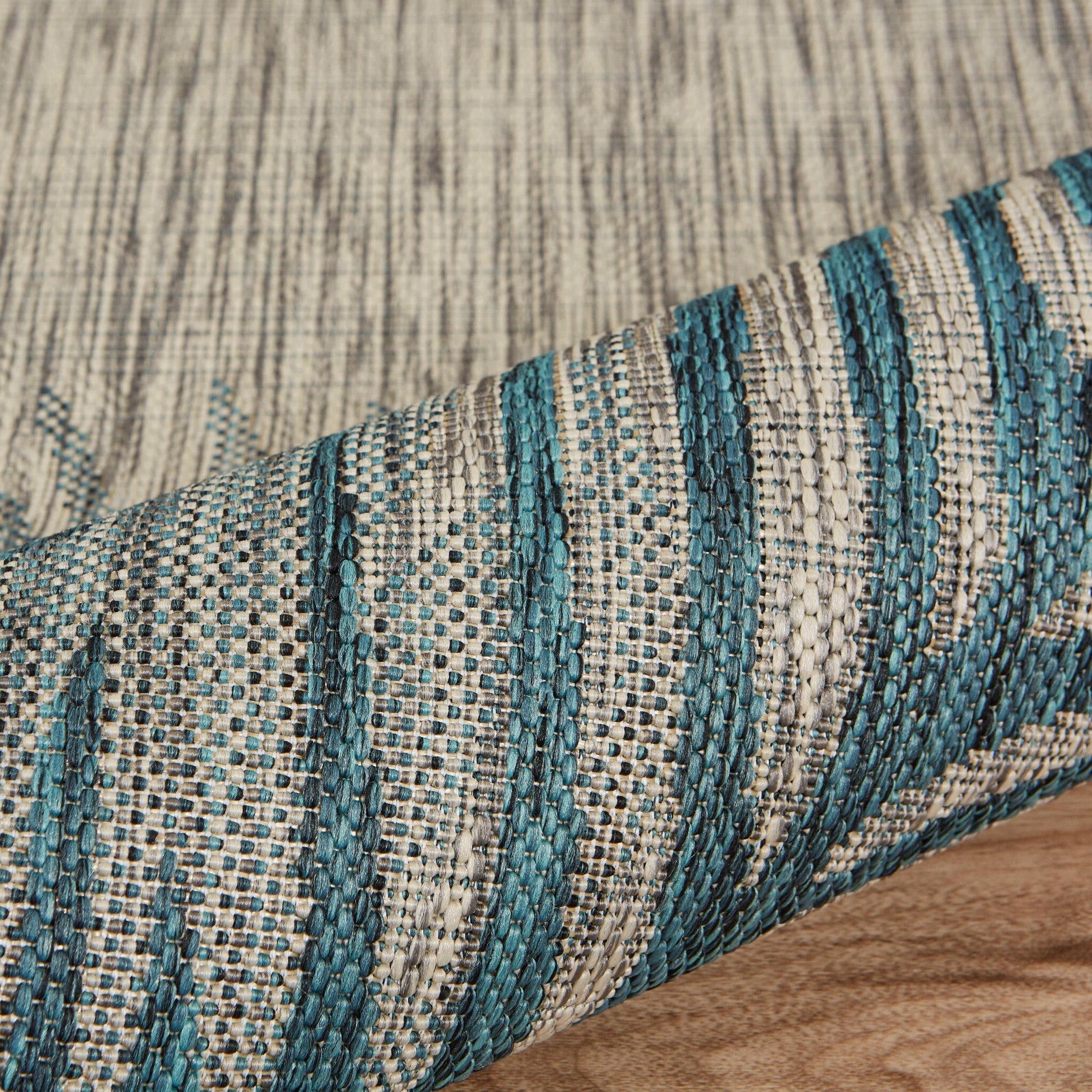 8' X 9' Gray Palm Leaves Indoor Outdoor Area Rug