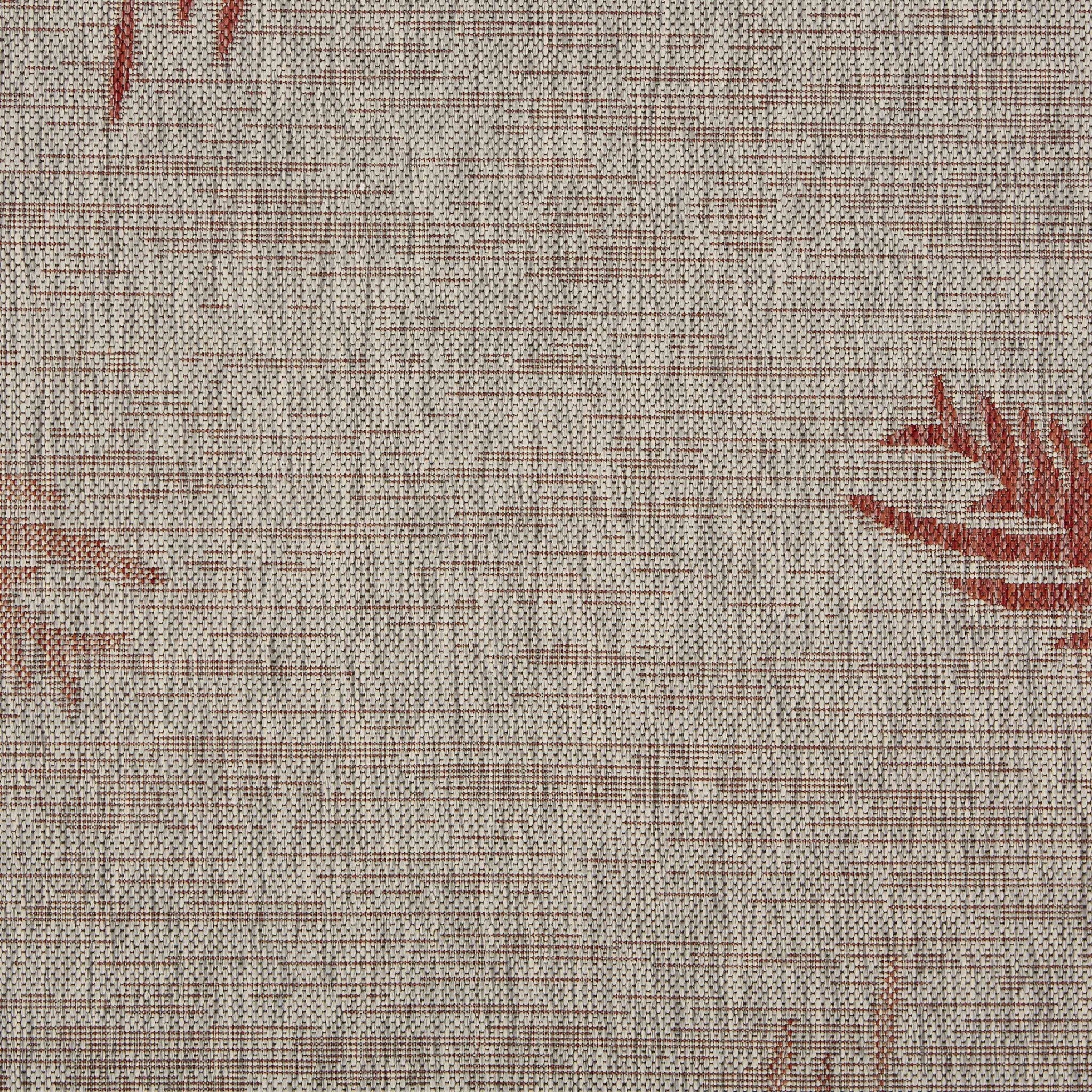 8' X 9' Red Palm Leaves Indoor Outdoor Area Rug