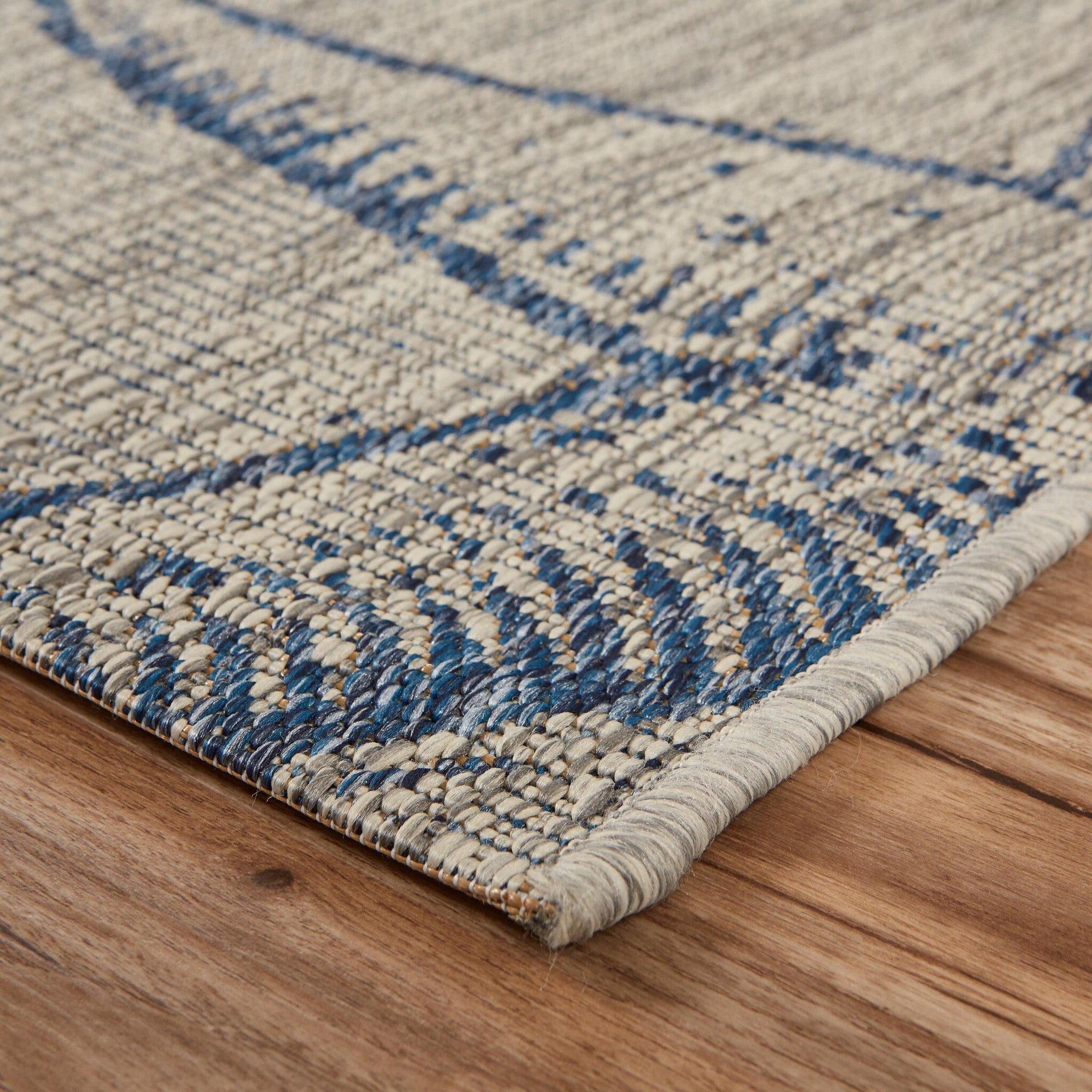 5' X 7' Blue Starfish Indoor Outdoor Area Rug