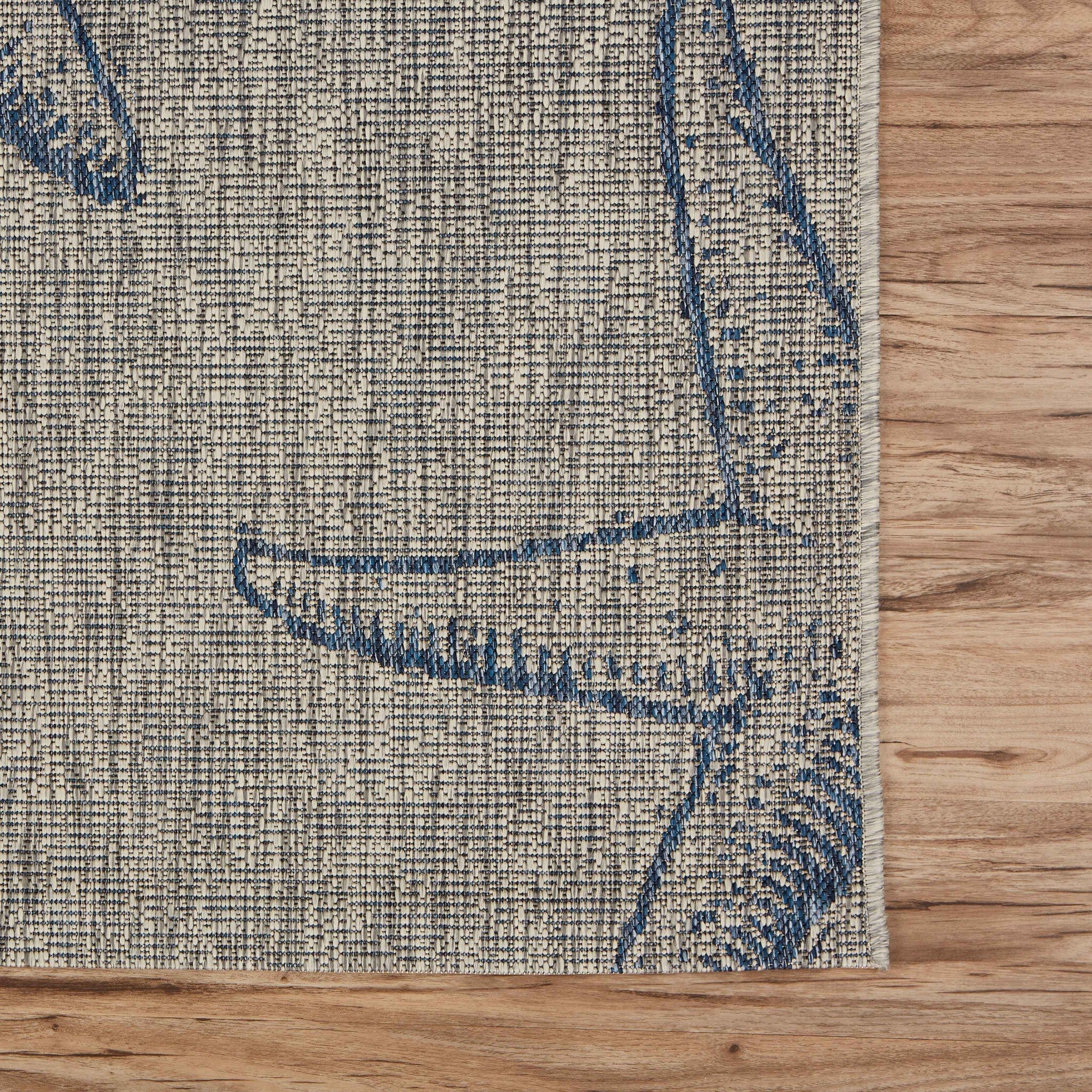 8' X 9' Blue Starfish Indoor Outdoor Area Rug