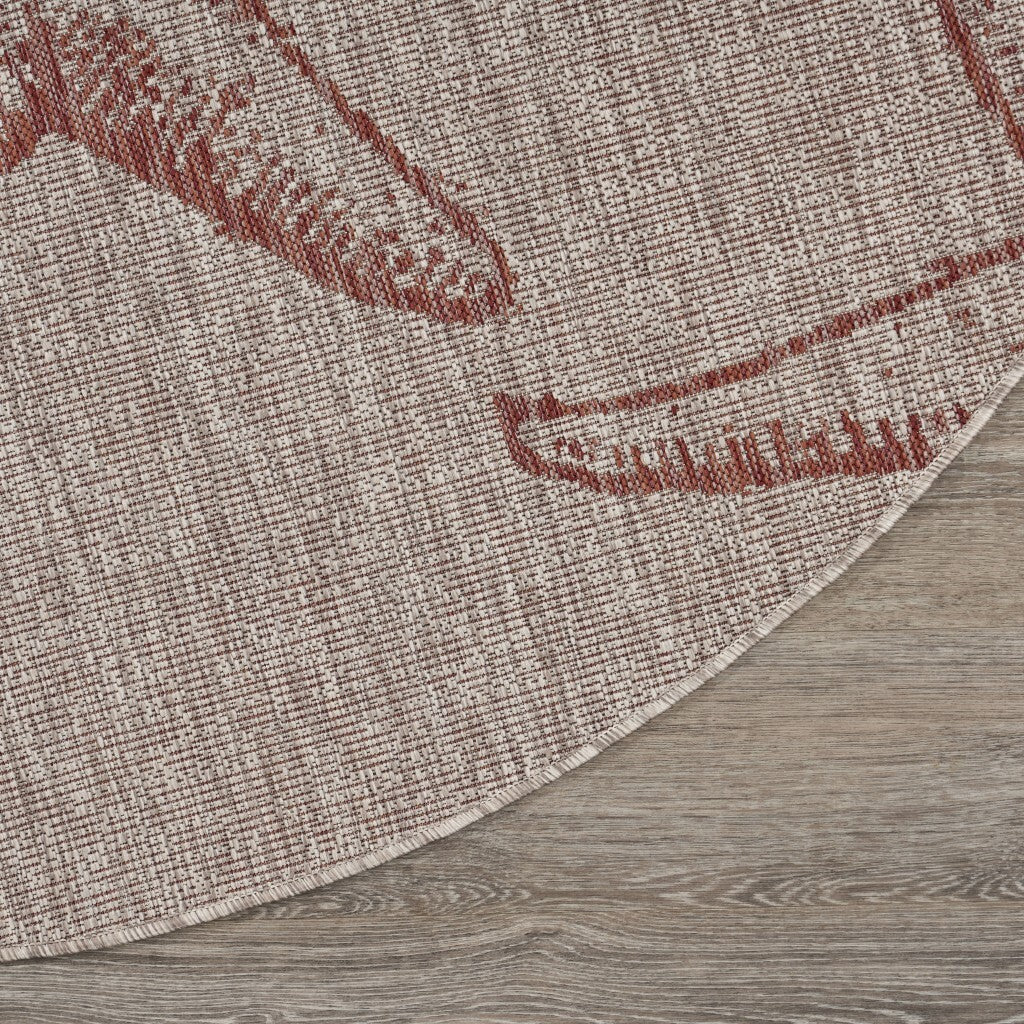 8' Round Red Starfish Indoor Outdoor Area Rug