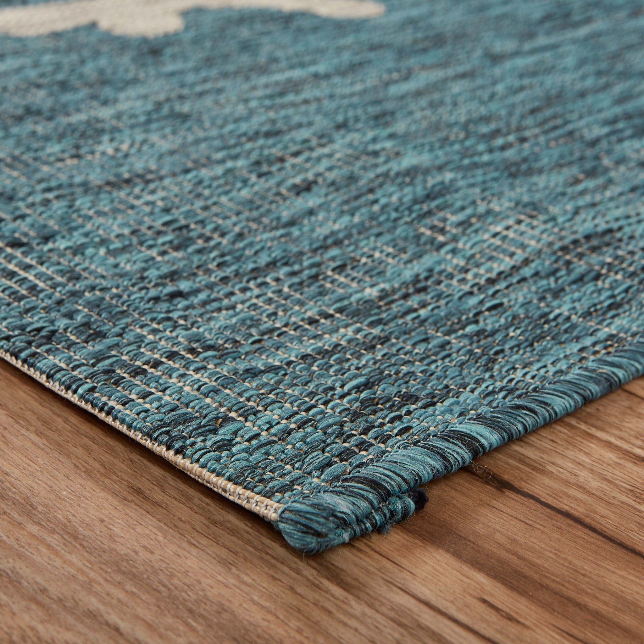 5' X 7' Blue Coral Reef Indoor Outdoor Area Rug