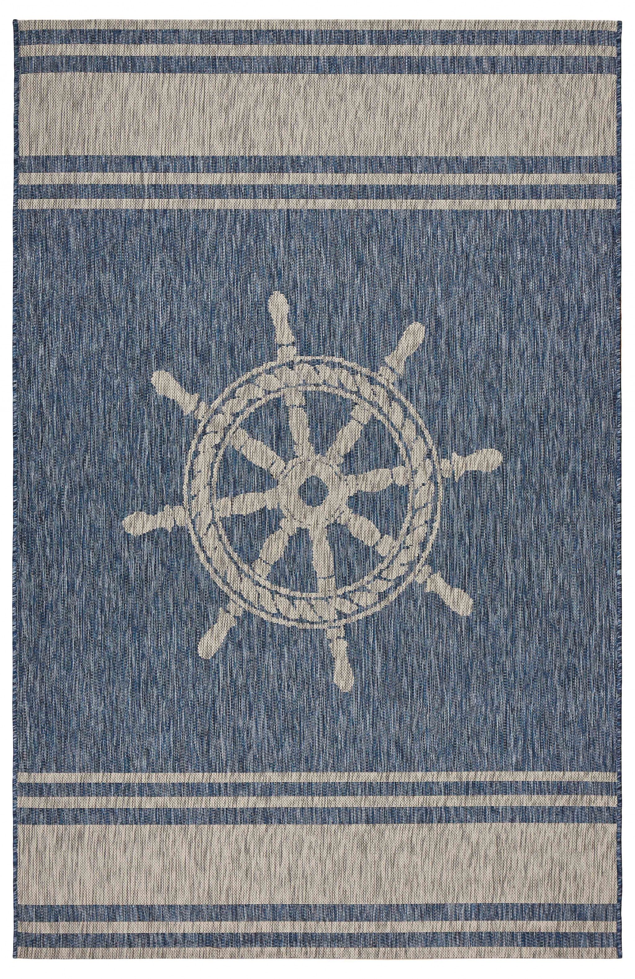 8' X 9' Navy Ship Helm Indoor Outdoor Area Rug - Buy Rugs
