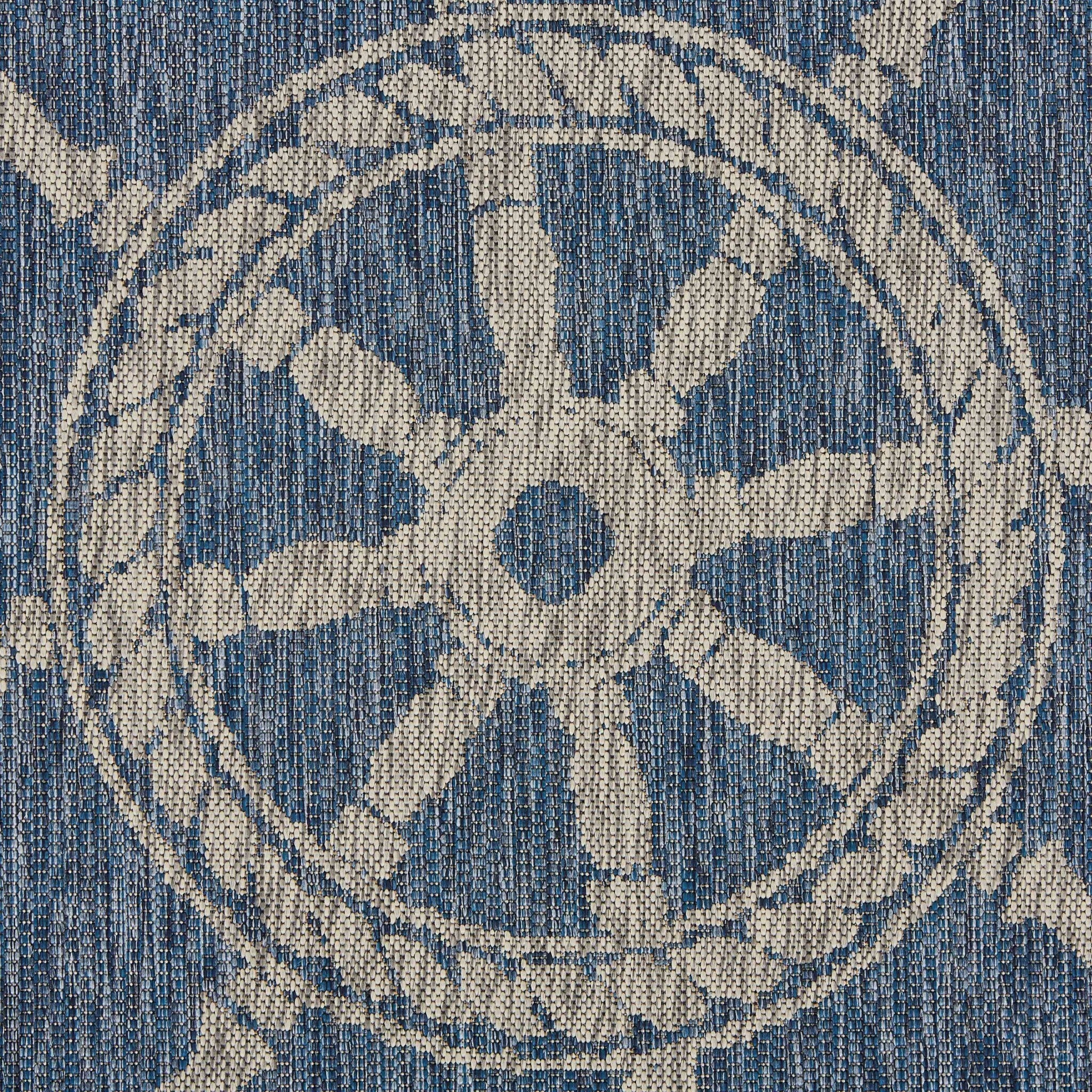 8' X 9' Navy Ship Helm Indoor Outdoor Area Rug