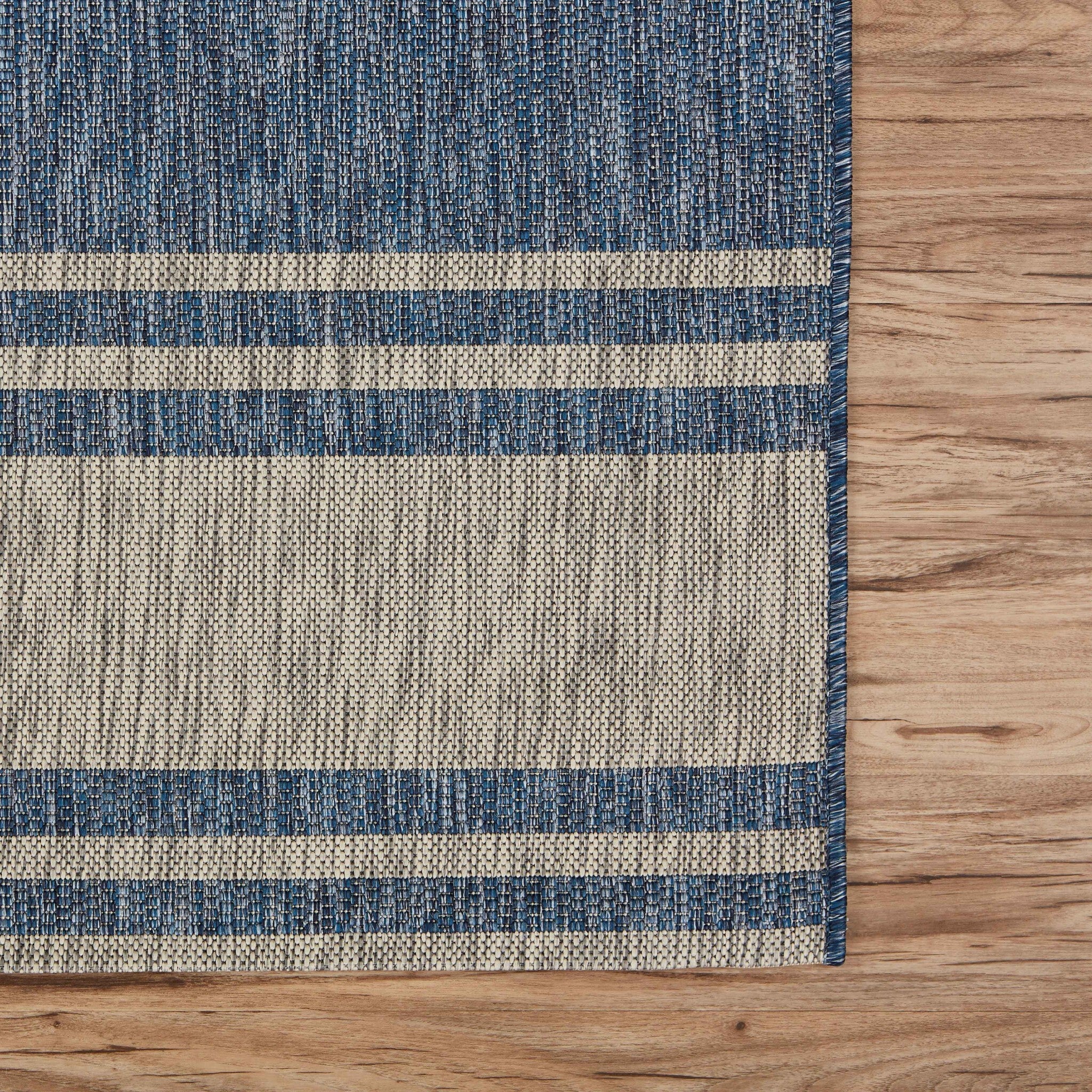 8' X 9' Navy Ship Helm Indoor Outdoor Area Rug