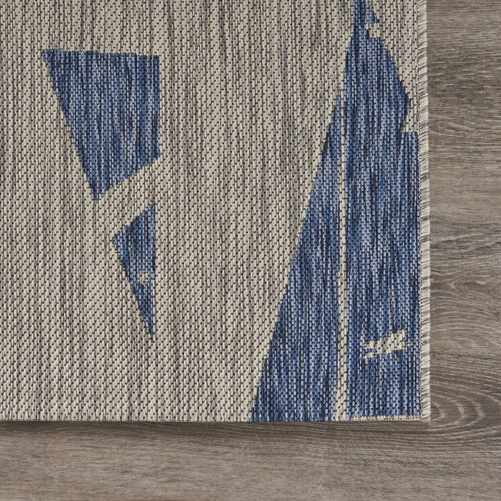 8' X 10' Gray Sailboat Indoor Outdoor Area Rug