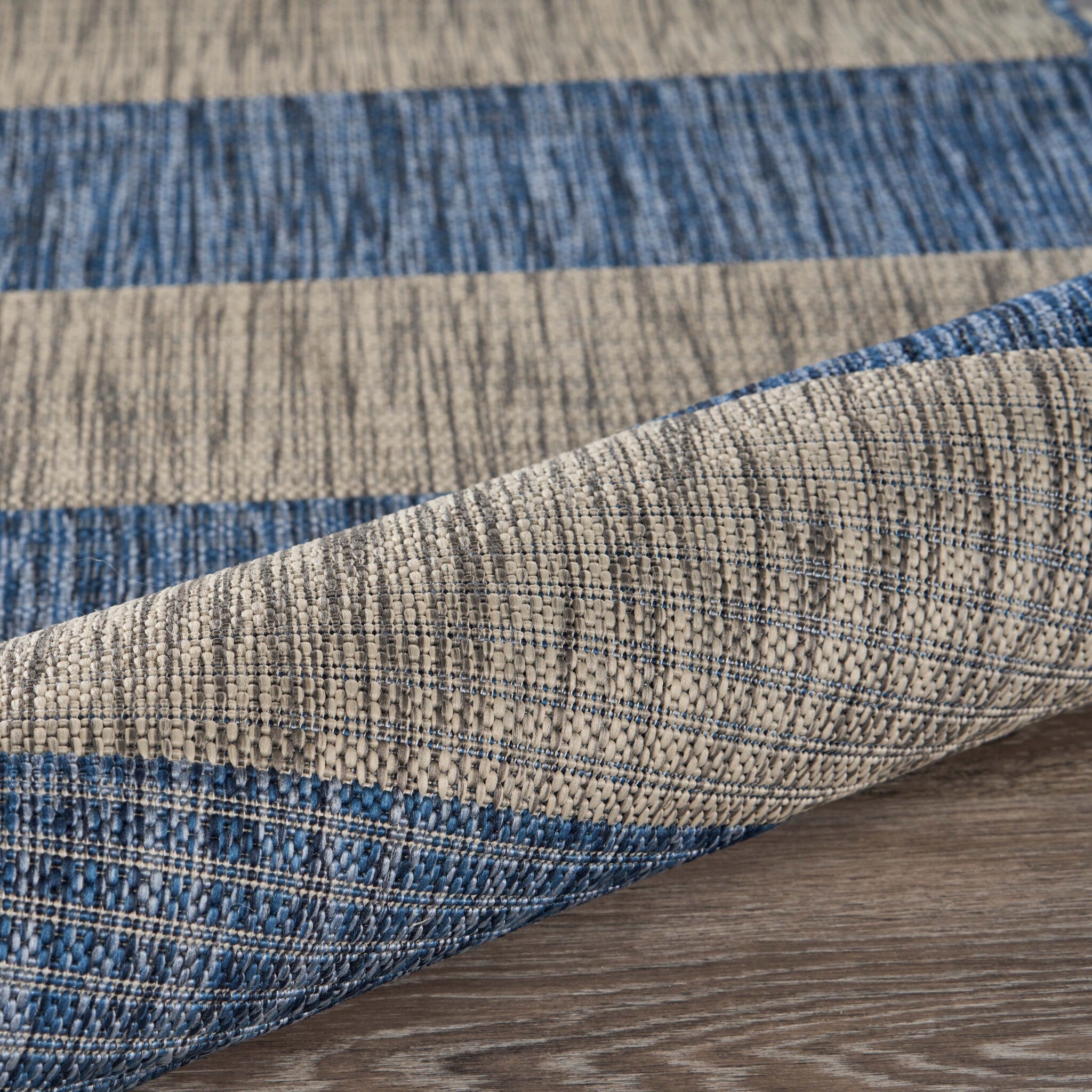 8' X 10' Navy Stripes Indoor Outdoor Area Rug