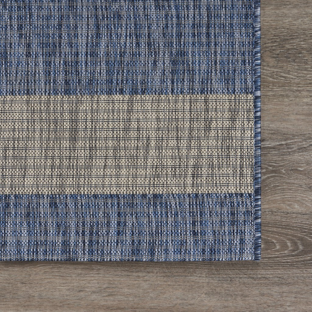 8' X 10' Navy Stripes Indoor Outdoor Area Rug