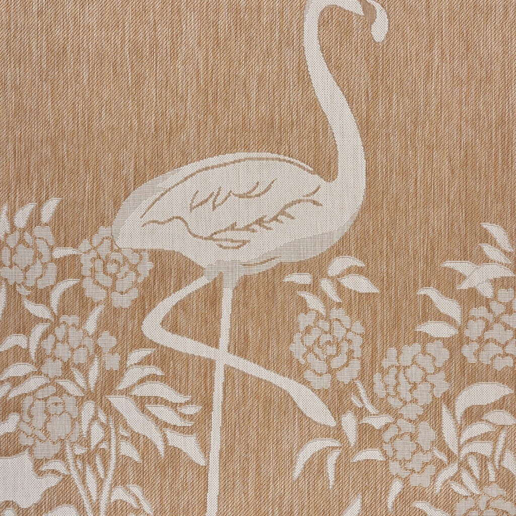 2' X 3' Tan Flamingo Indoor Outdoor Scatter Rug