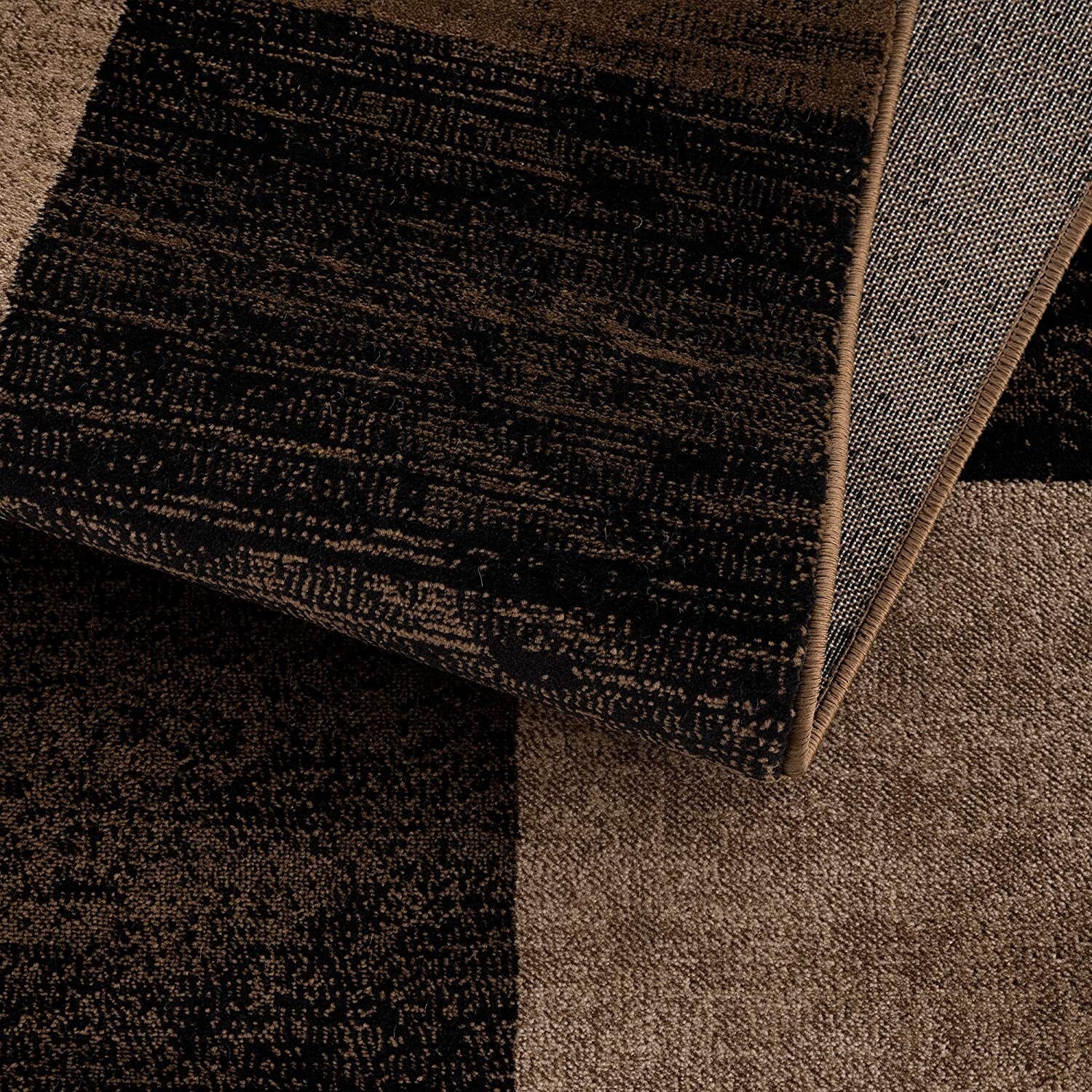 8' X 11' Brown Geometric Blocks Area Rug