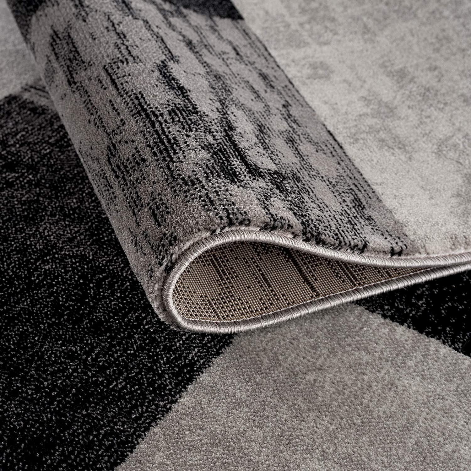7' X 9' Gray Geometric Blocks Area Rug