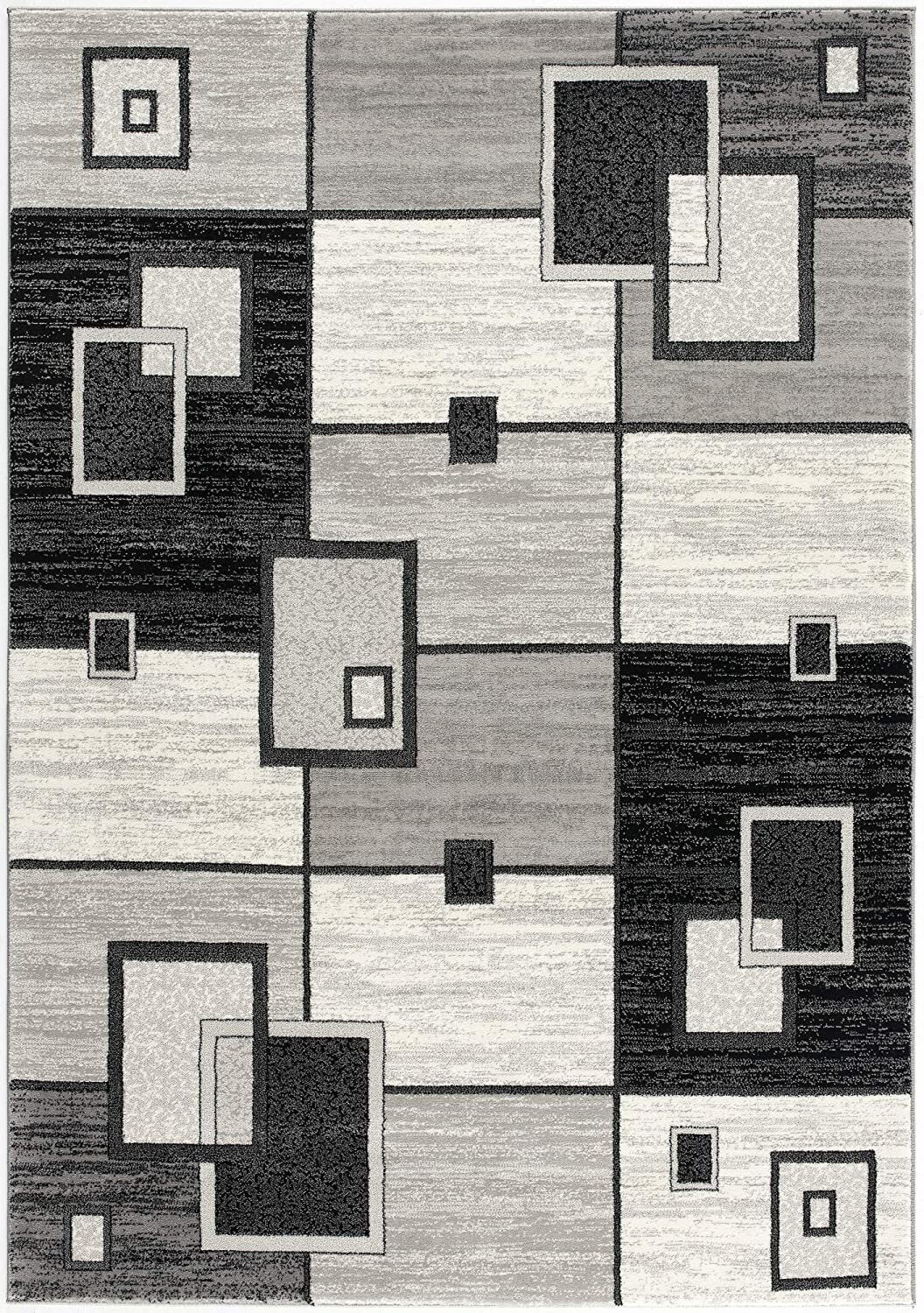 2' X 13' Gray Asymmetric Blocks Runner Rug
