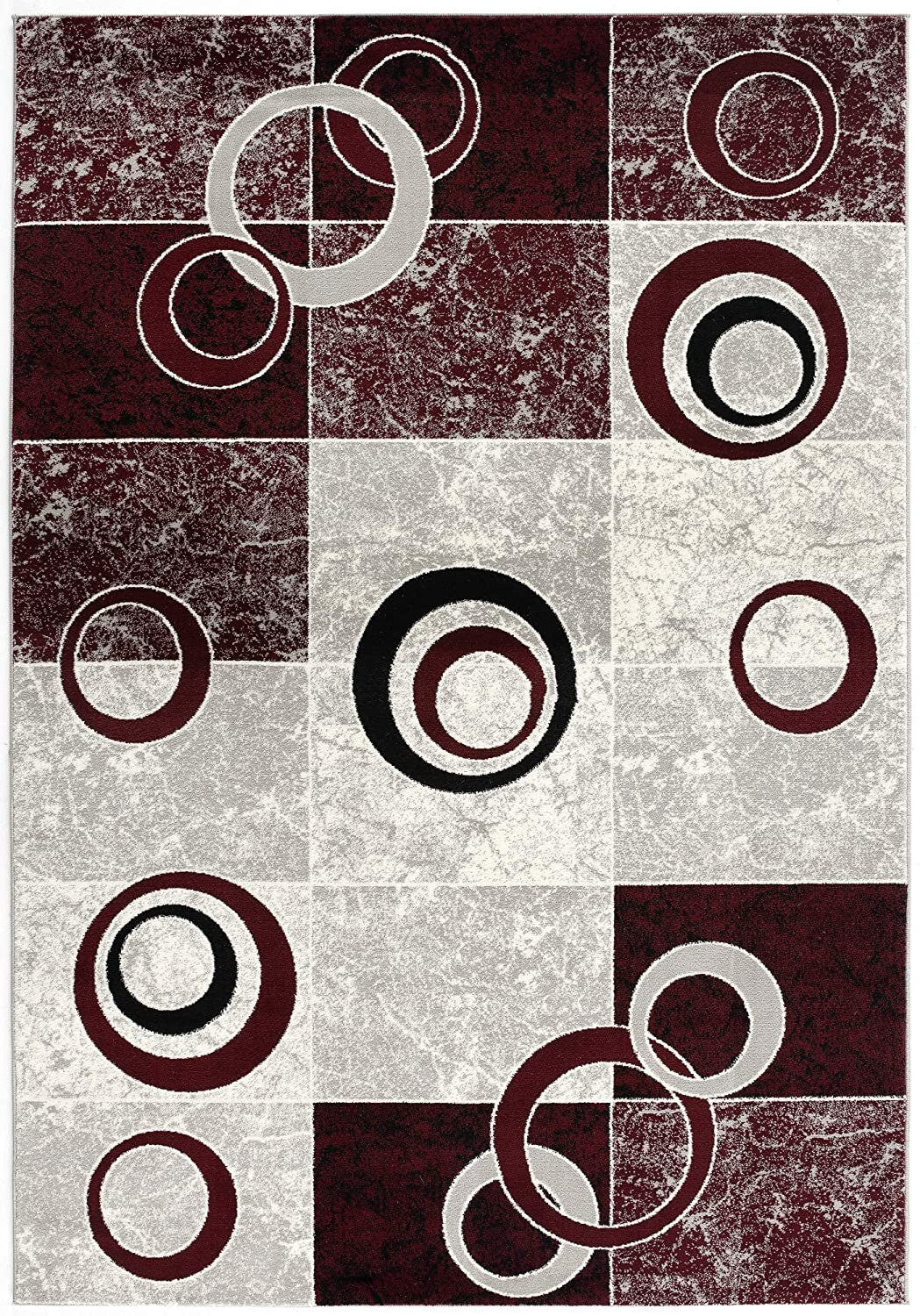 2' X 15' Red And White Inverse Circles Runner Rug