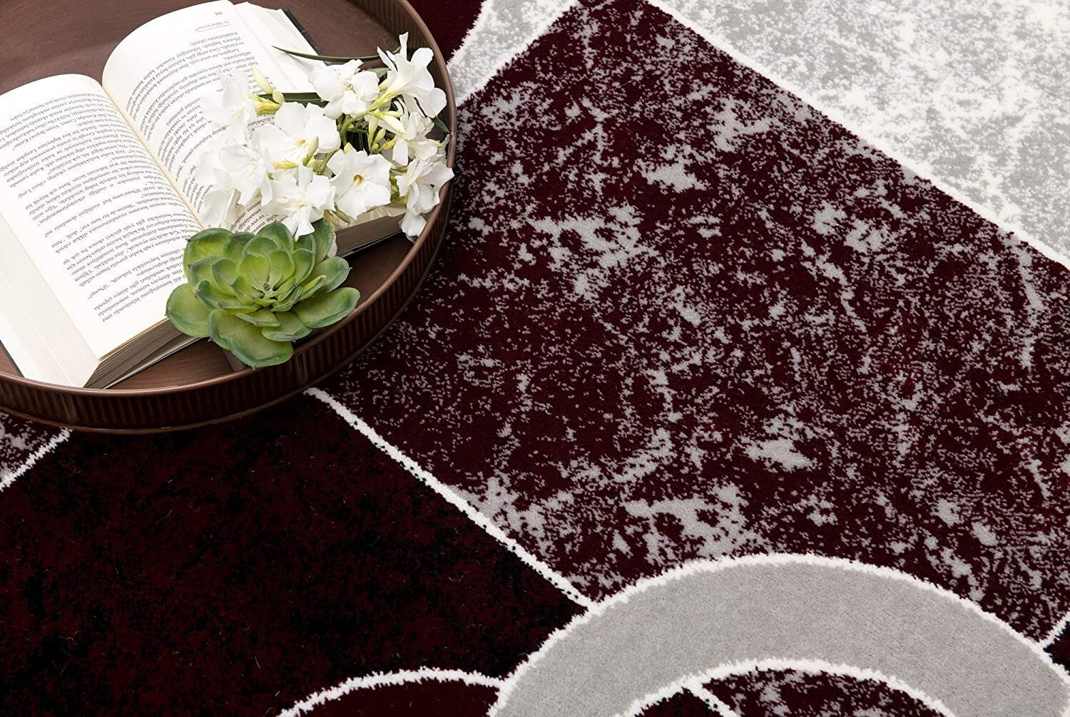 2' X 15' Red And White Inverse Circles Runner Rug