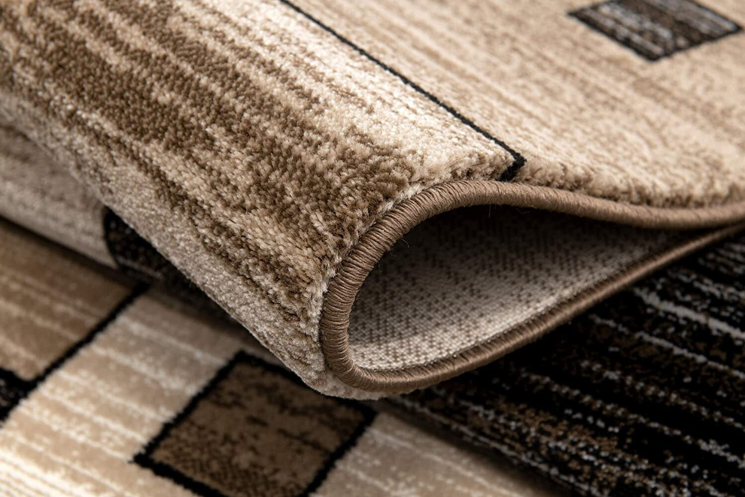 3' X 20' Beige And Brown Geometric Runner Rug