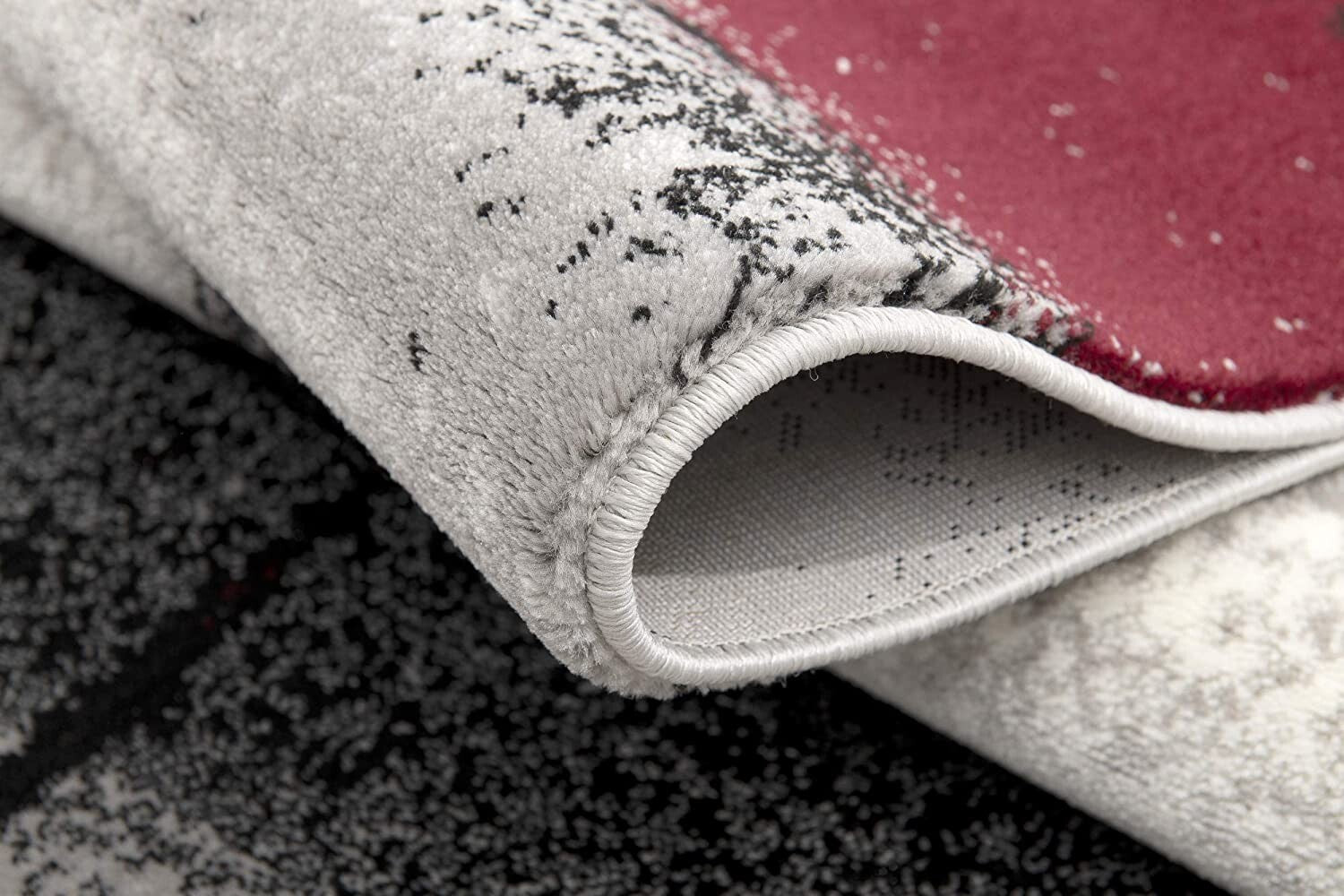 2' X 10' Gray And Burgundy Abstract Runner Rug