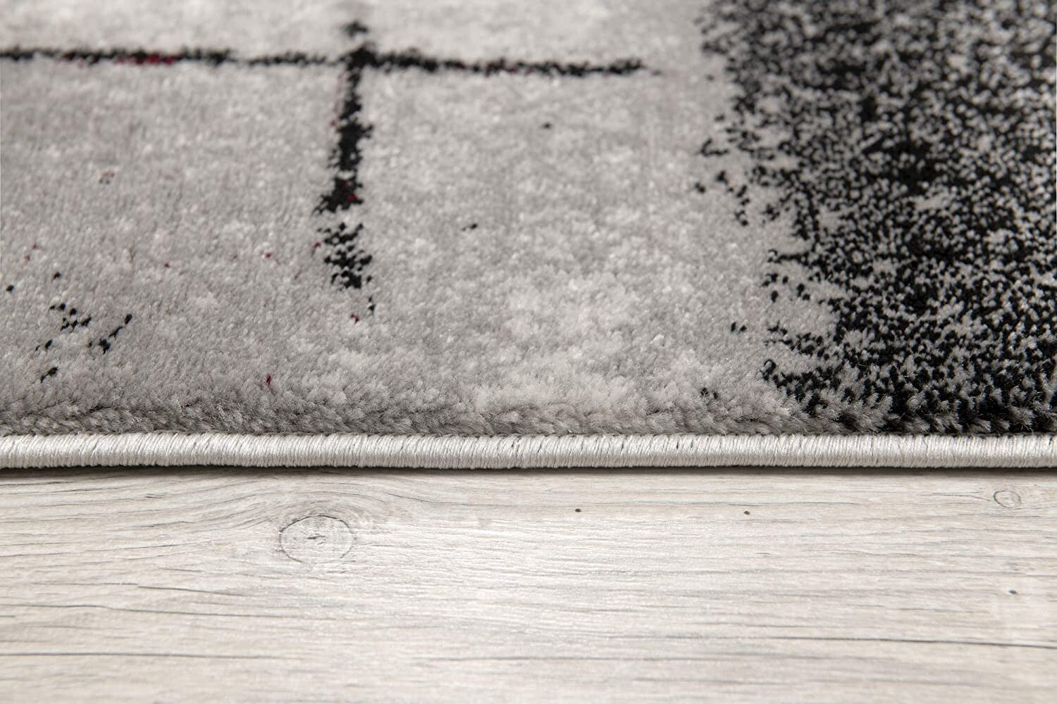 2' X 10' Gray And Burgundy Abstract Runner Rug