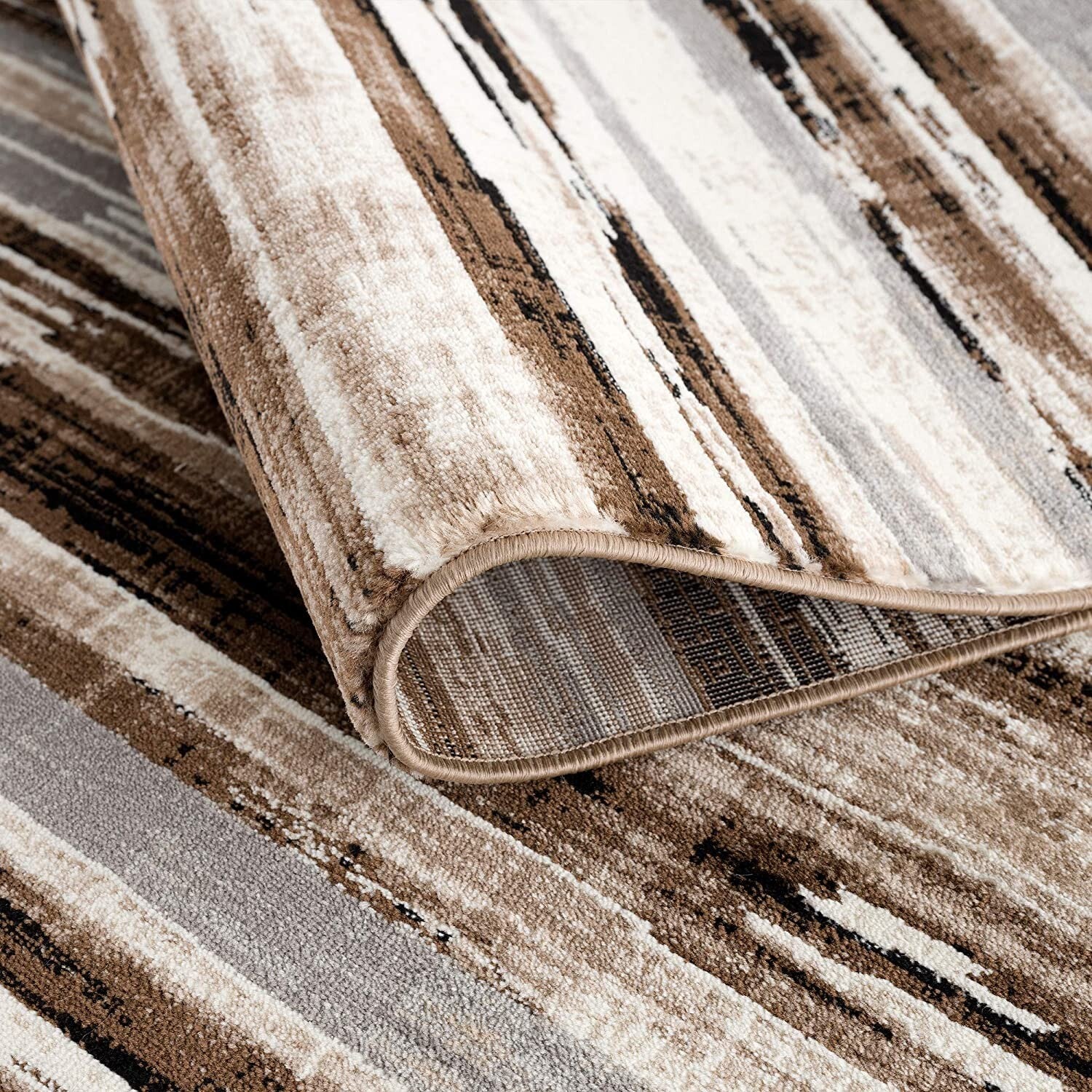 2' X 20' Beige Rustic Strokes Runner Rug