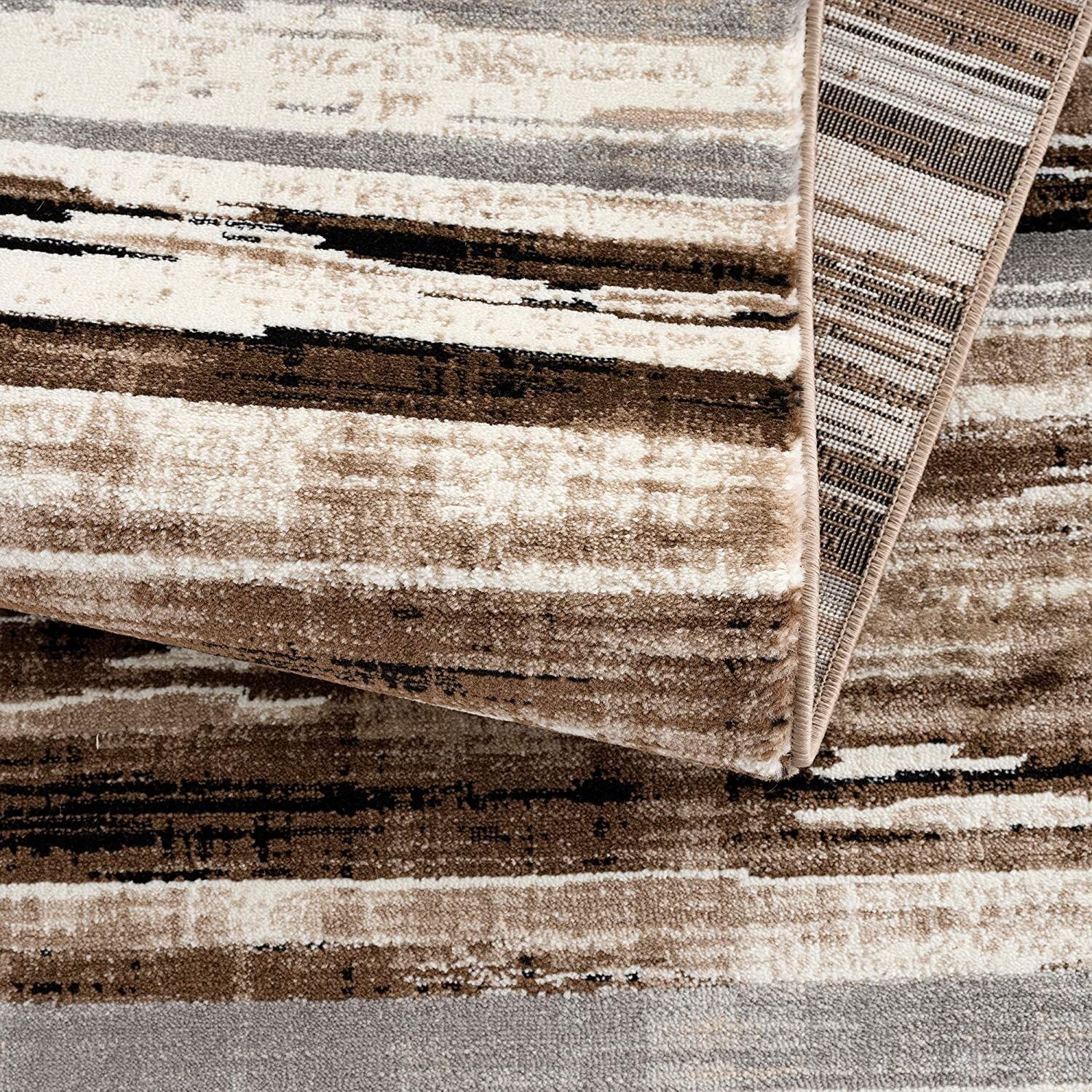 2' X 20' Beige Rustic Strokes Runner Rug