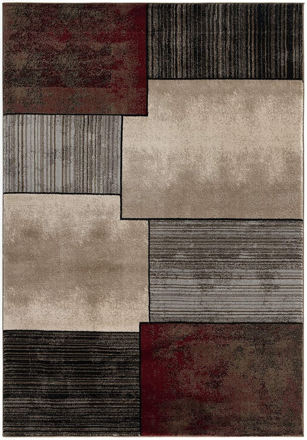 8' X 11' Brown Overlapped Blocks Area Rug
