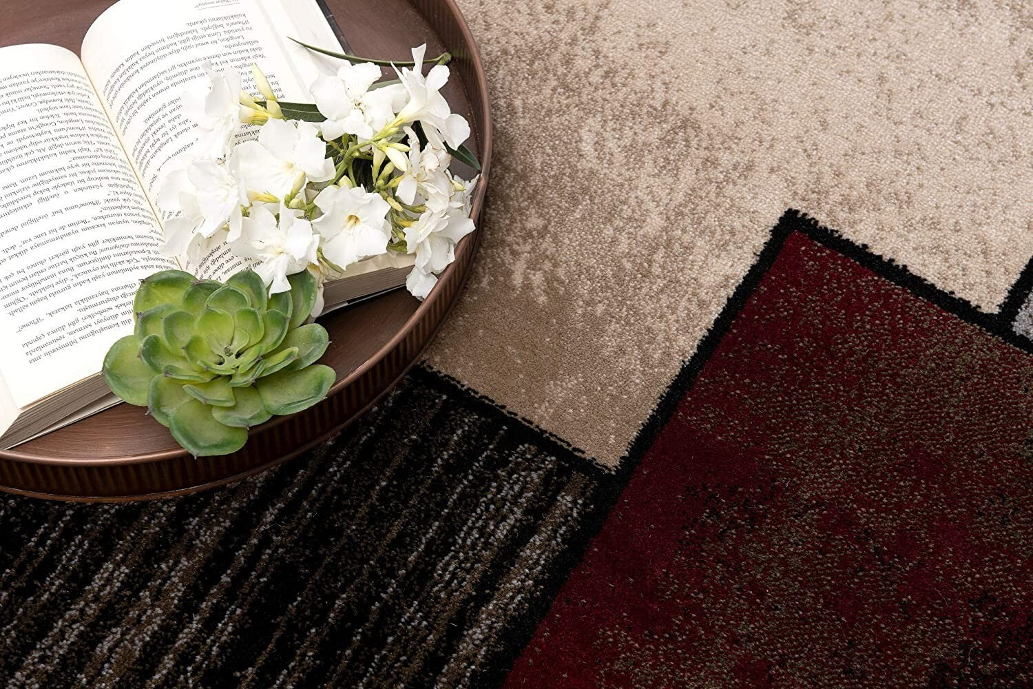 8' X 11' Brown Overlapped Blocks Area Rug
