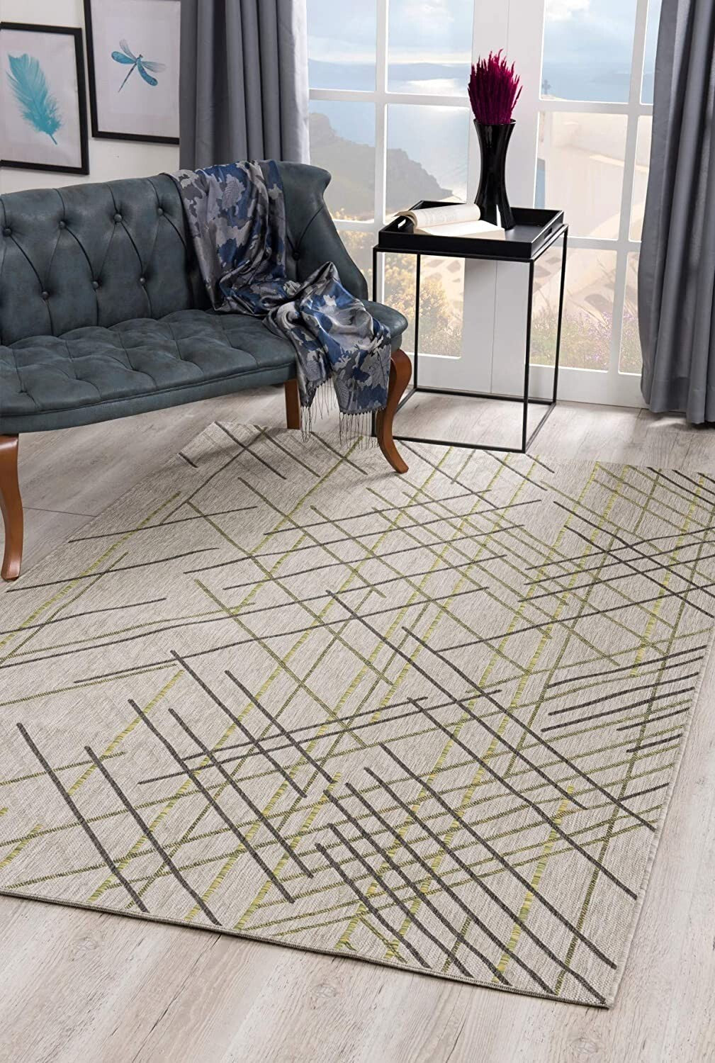 3' X 5' Sage Abstract Linework Area Rug