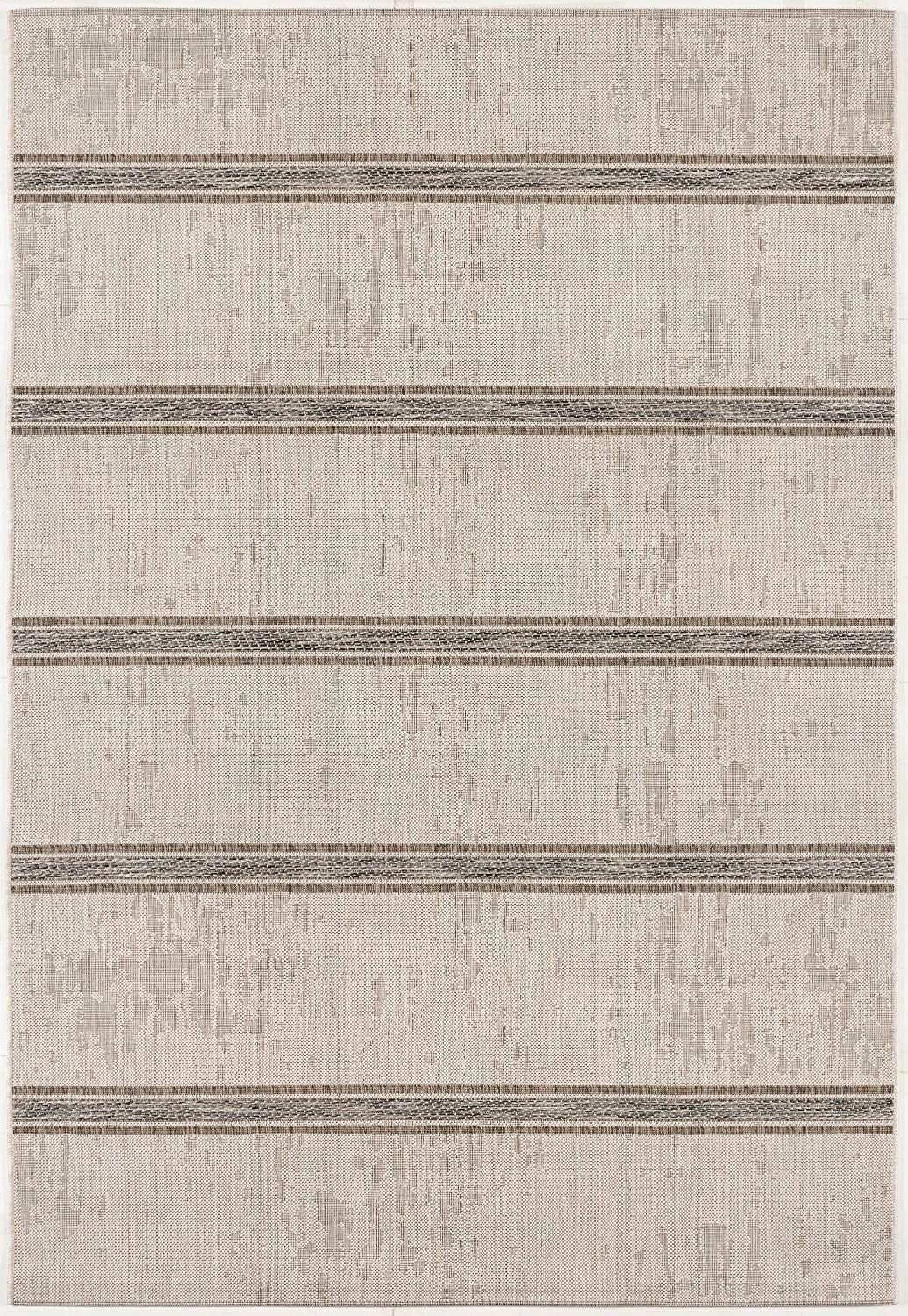 3' X 15' Ivory Transitional Striped Runner Rug