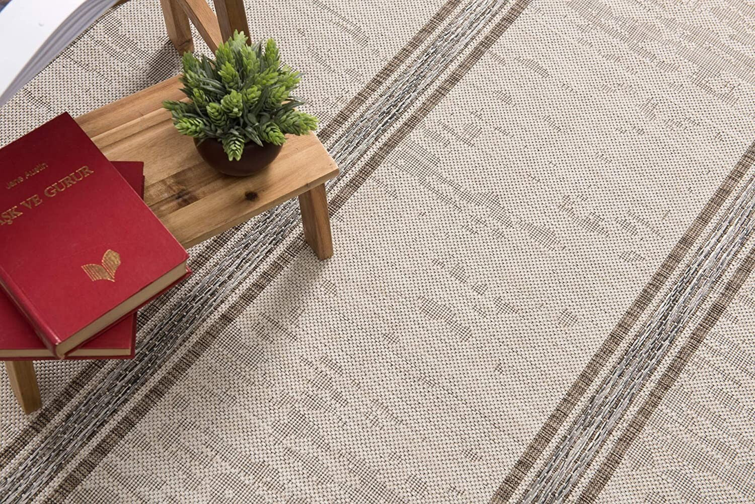 3' X 15' Ivory Transitional Striped Runner Rug