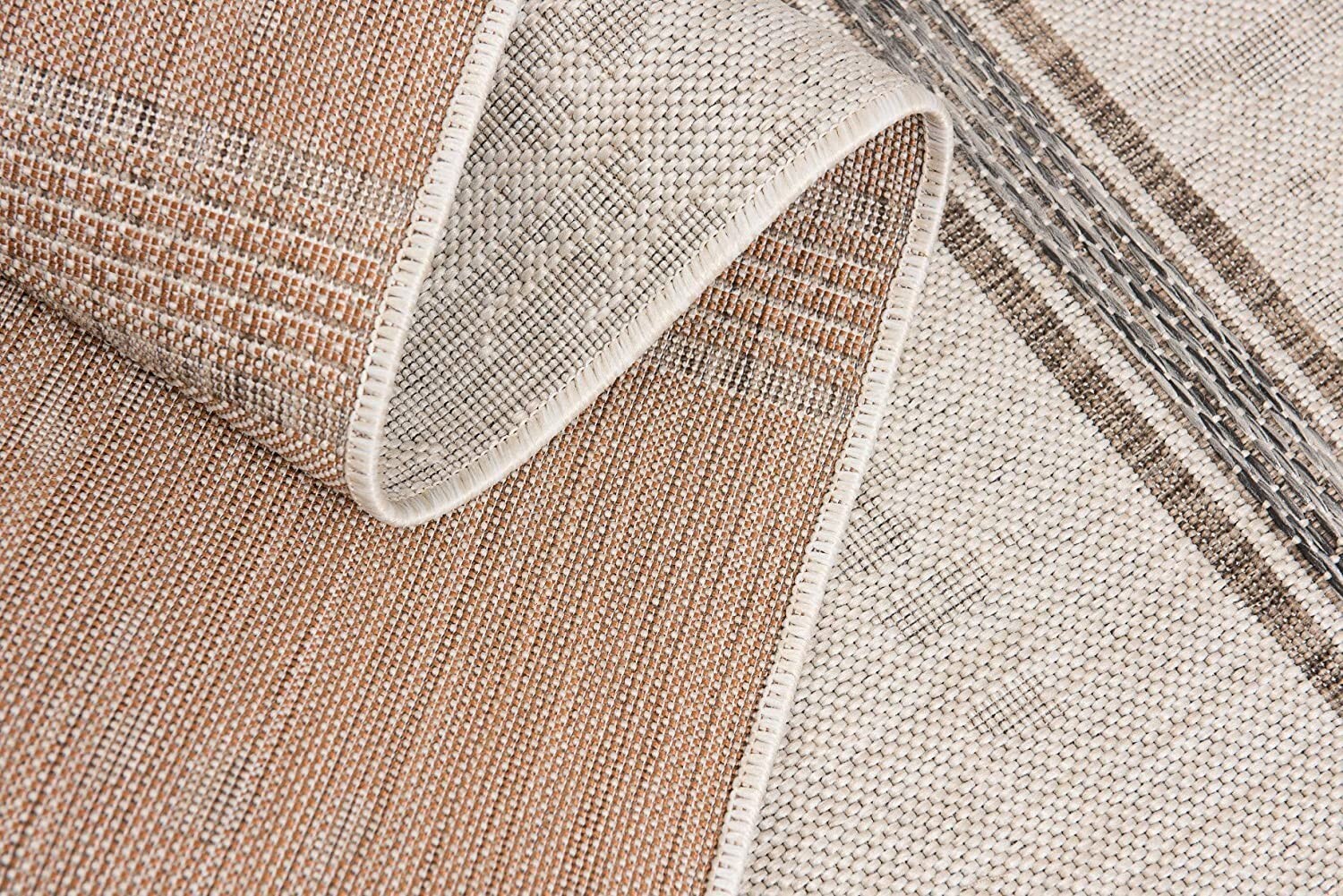 3' X 15' Ivory Transitional Striped Runner Rug