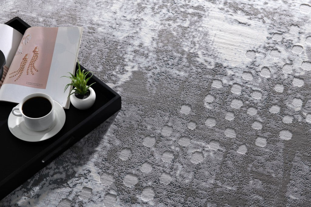 8' X 11' Gray Distressed Abstract Area Rug