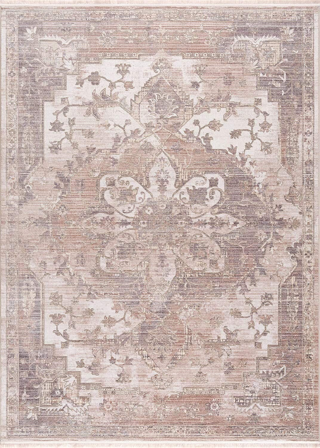 4' x 6' Beige Classic Medallion Area Rug