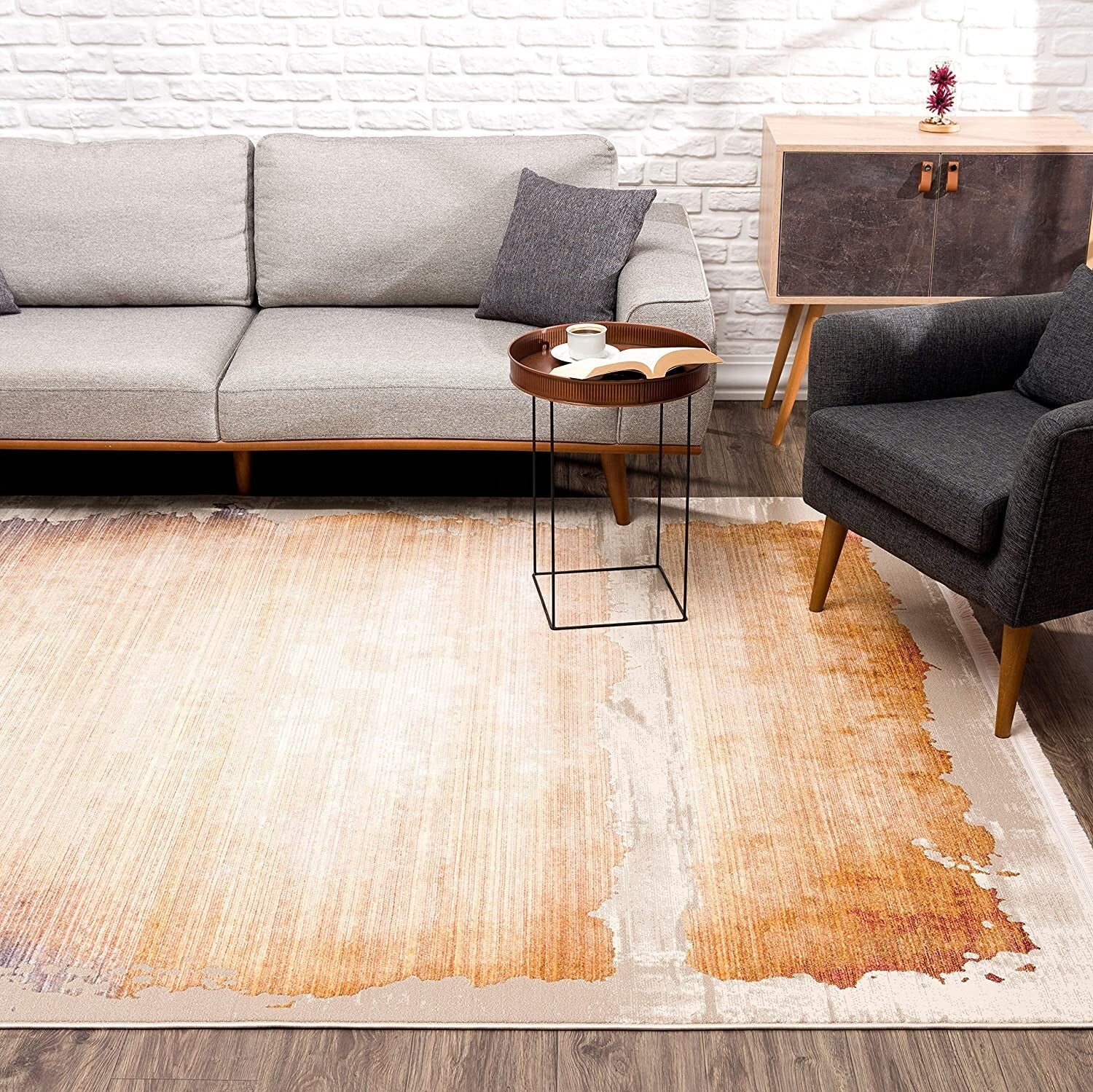 2' x 13' Beige Faded Sunset Runner Rug